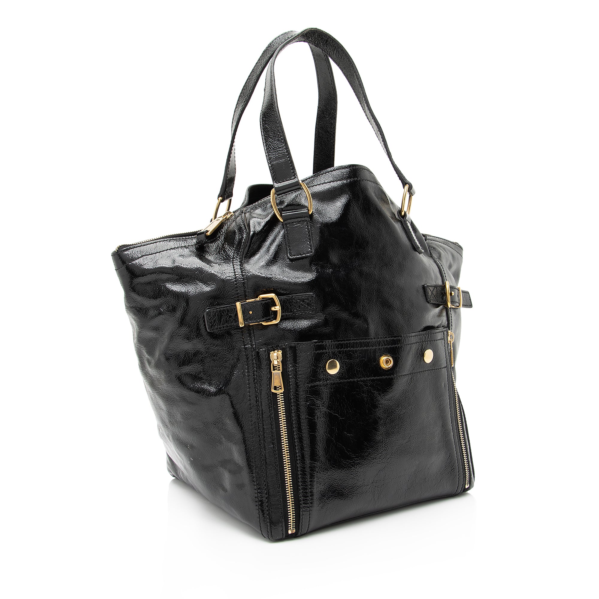 Saint Laurent Patent Leather Downtown Large Tote (SHF-23143)