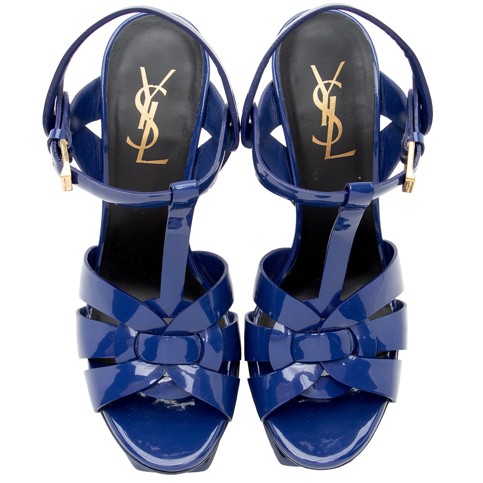 Saint Laurent Patent Leather Tribute Sandals - Size 6 / 36 (SHF-22302)