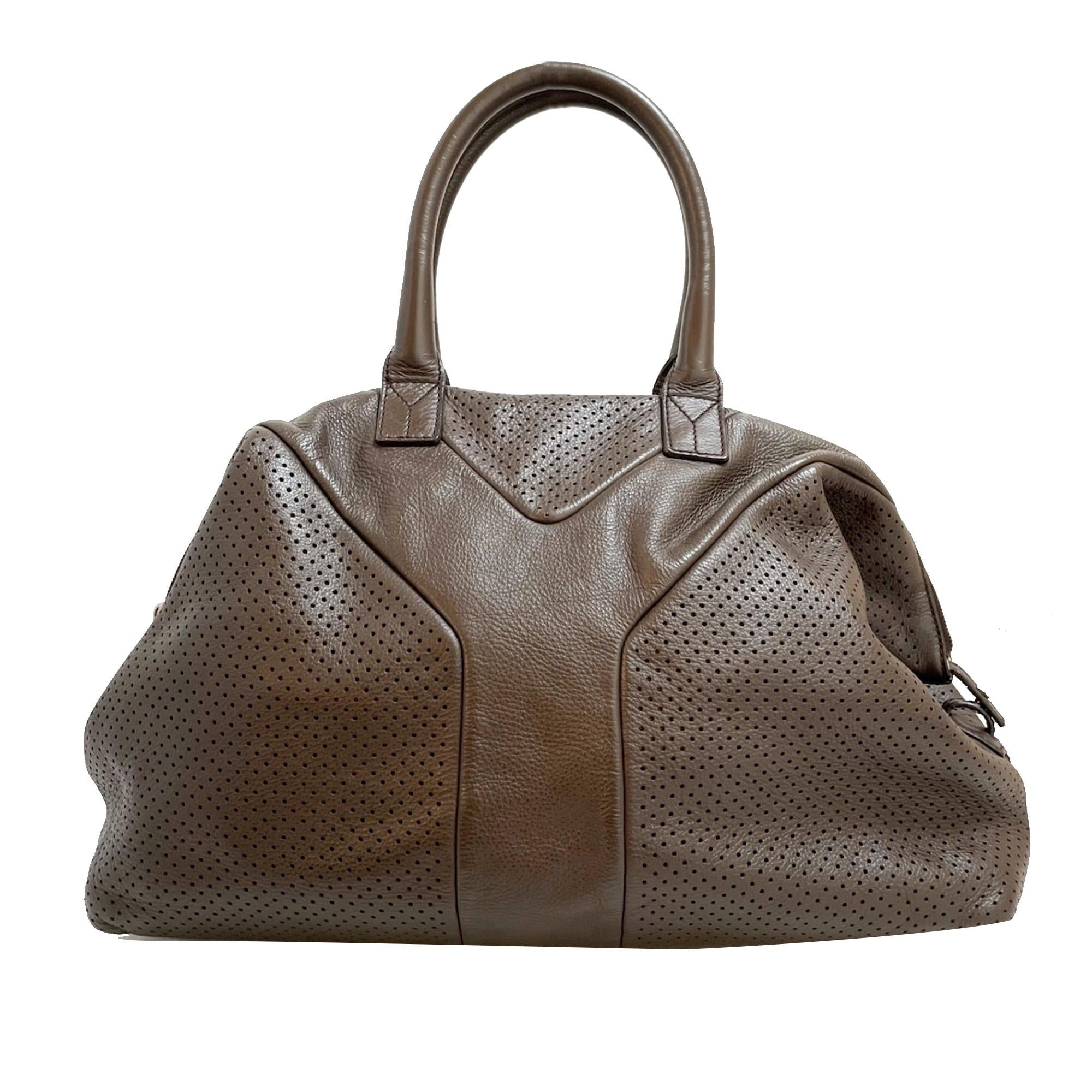 Saint Laurent Perforated Easy Leather Tote Bag (SHG-30978)