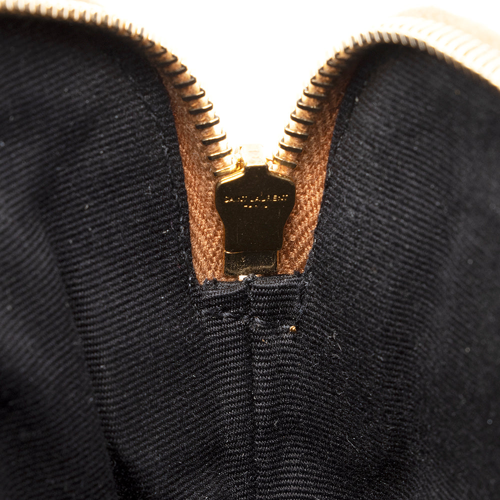 Saint Laurent Quilted Denim Becky Double Zip Crossbody Bag (SHF-20574)