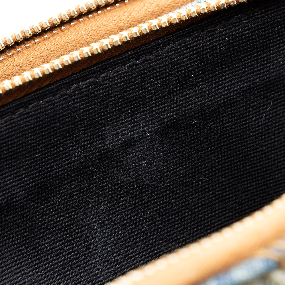 Saint Laurent Quilted Denim Becky Double Zip Crossbody Bag (SHF-20574)