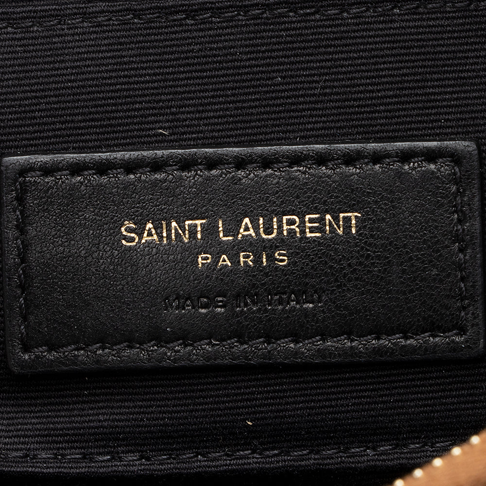 Saint Laurent Quilted Denim Becky Double Zip Crossbody Bag (SHF-20574)
