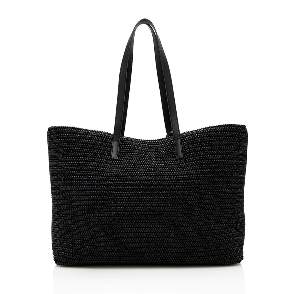 Saint Laurent Raffia Tassel Shopping Tote (SHF-14713)
