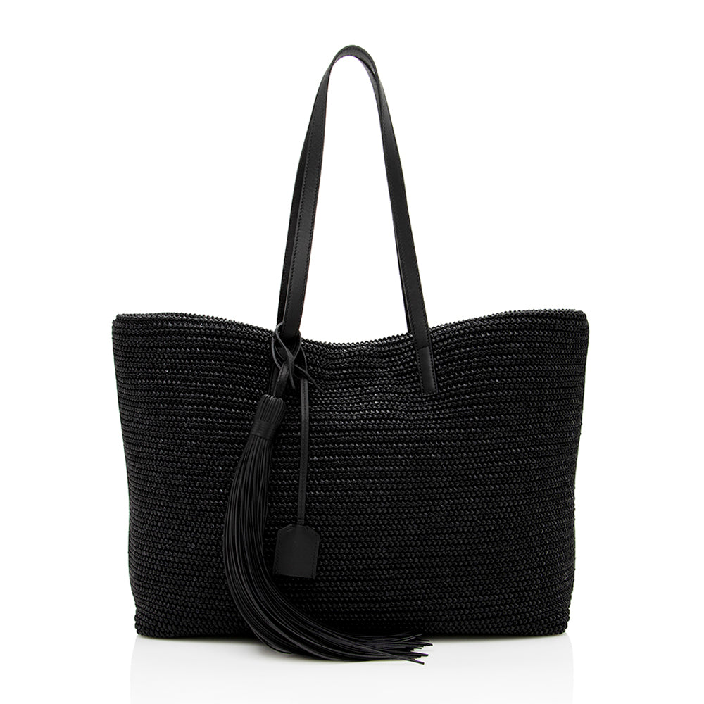 Saint Laurent Raffia Tassel Shopping Tote (SHF-14713)