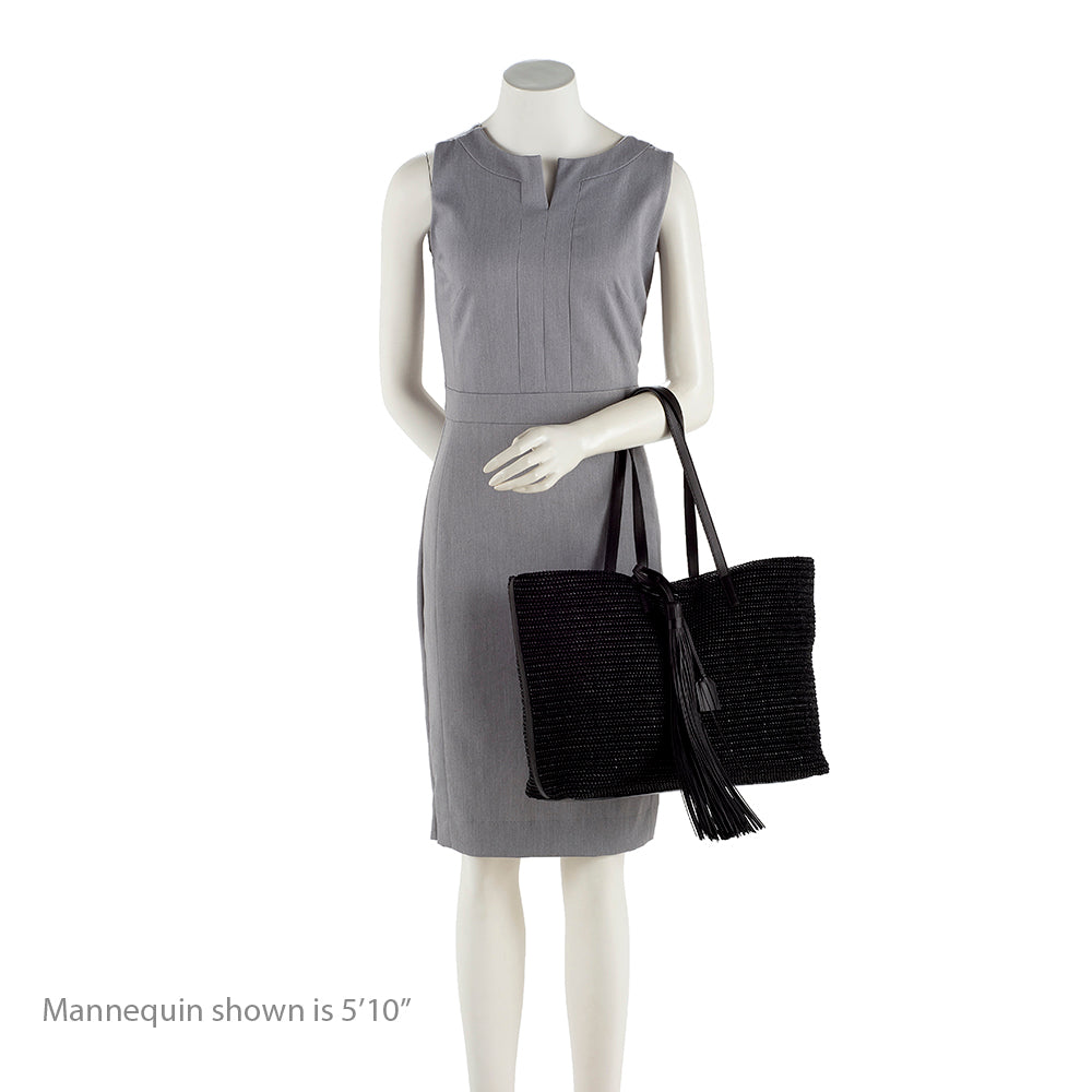 Saint Laurent Raffia Tassel Shopping Tote (SHF-14713)