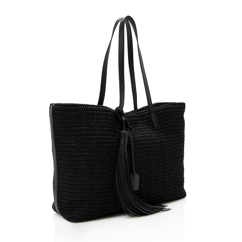 Saint Laurent Raffia Tassel Shopping Tote (SHF-14713)