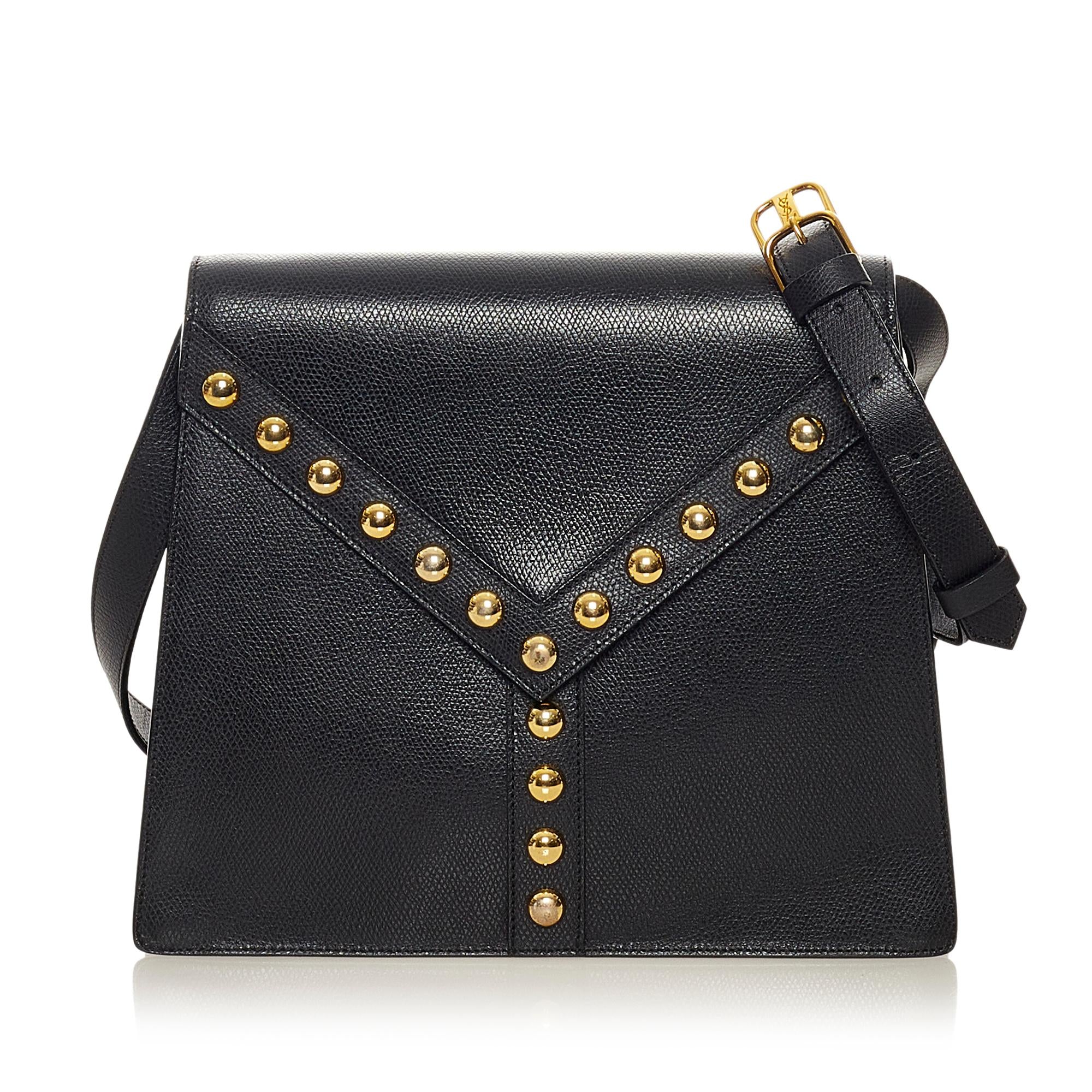 Saint Laurent Studded Leather Crossbody Bag (SHG-27910)