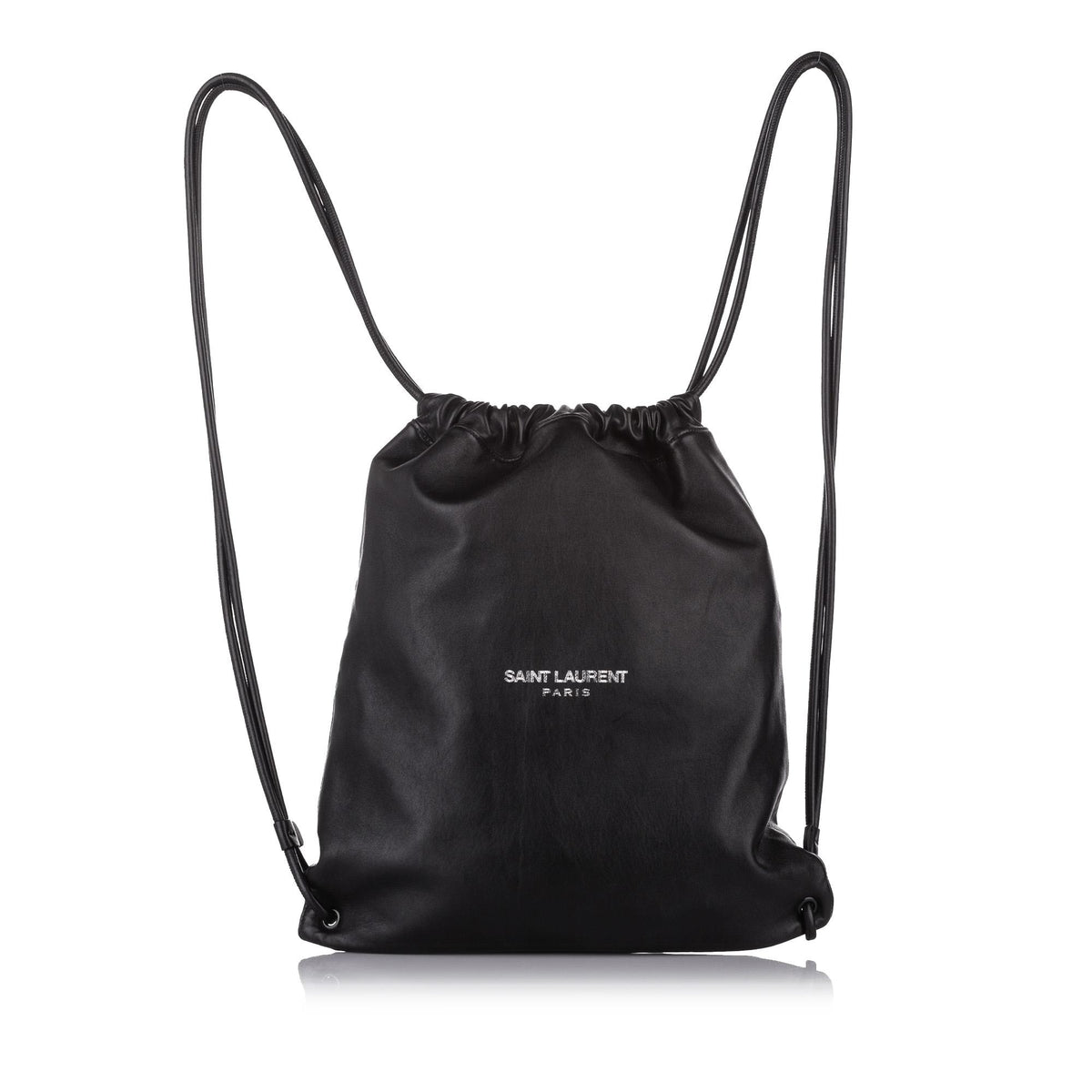 Saint Laurent Teddy Drawstring Leather Backpack (SHG-24541)