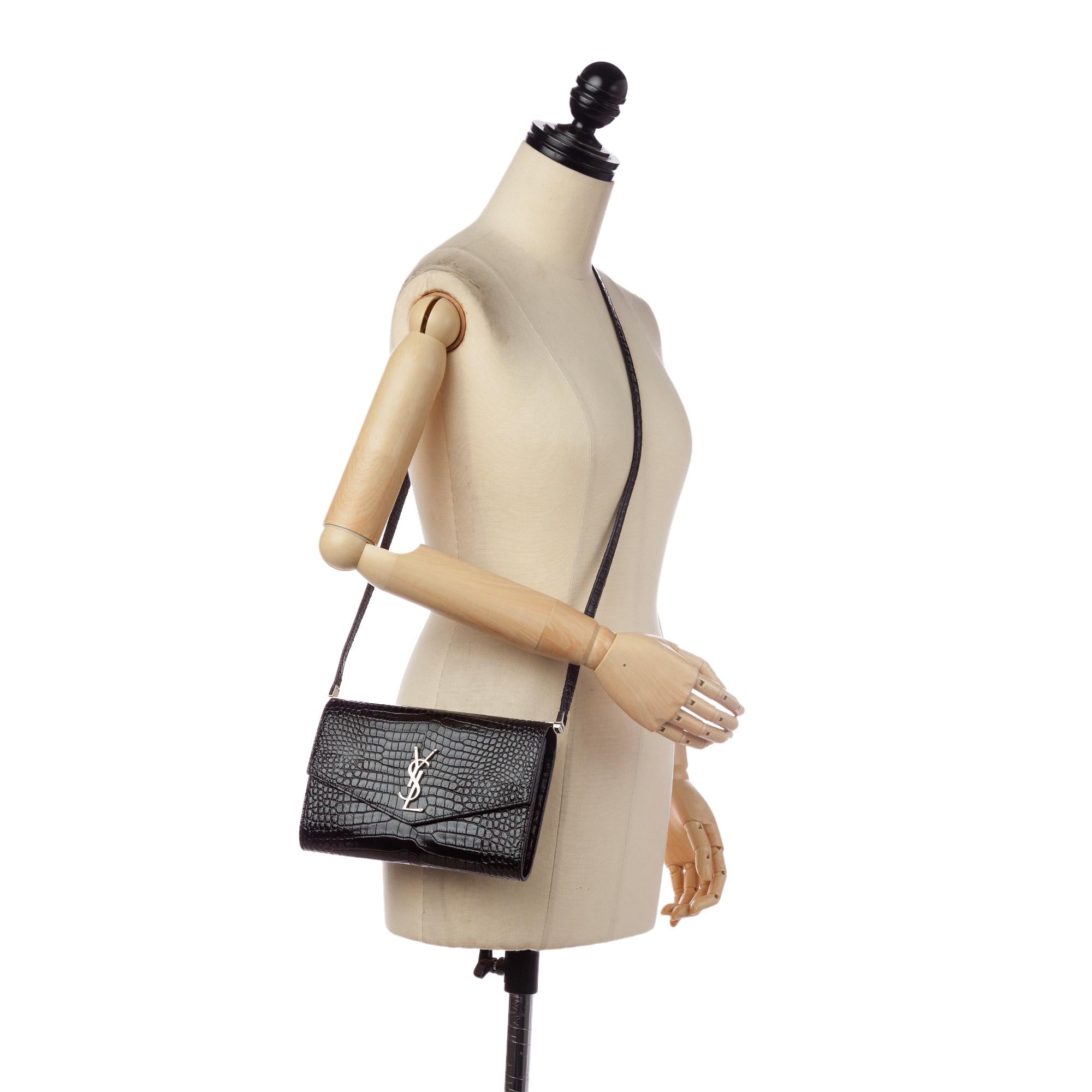 Saint Laurent Uptown Embossed Leather Crossbody Bag (SHG-33189)