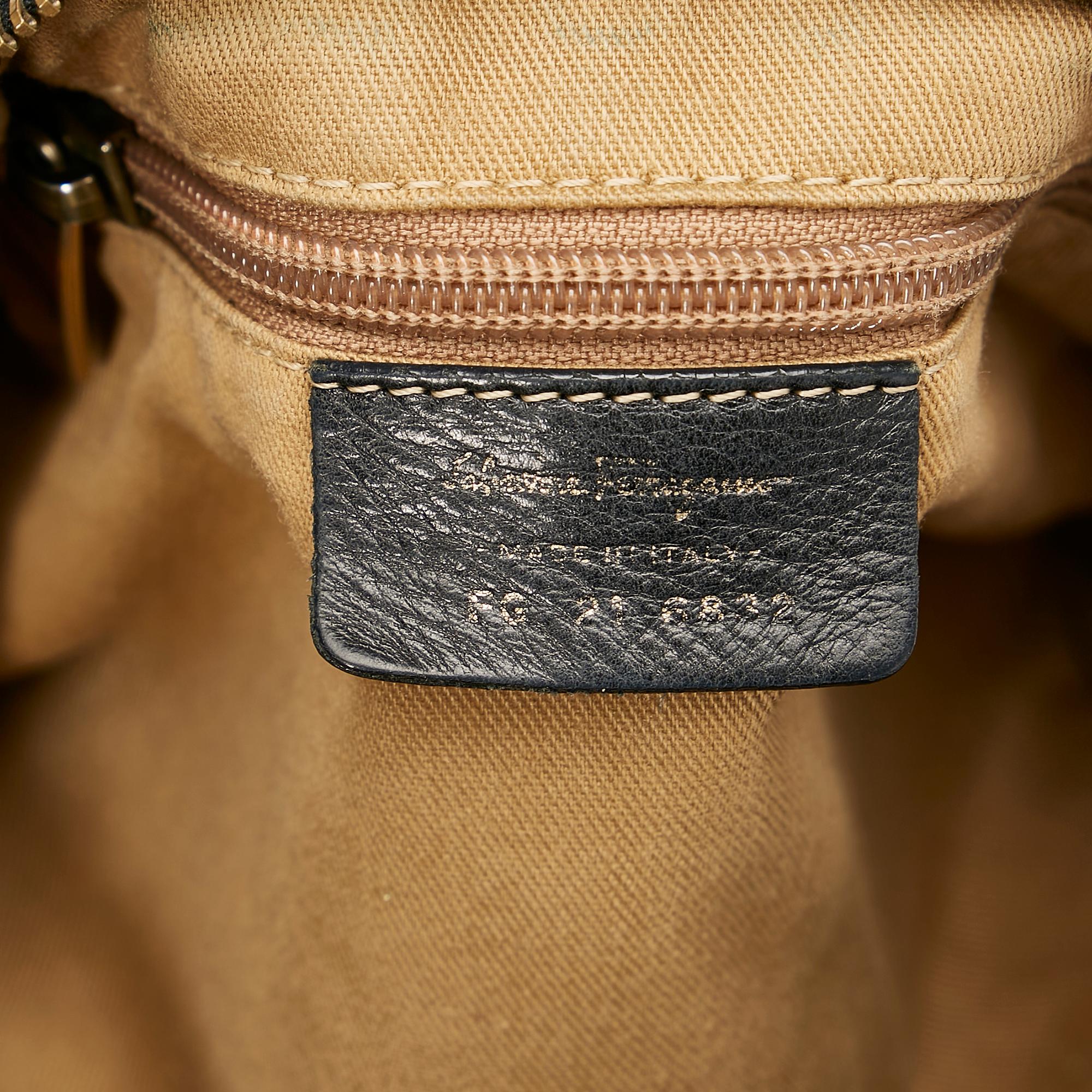 Salvatore Ferragamo Embossed Leather Handbag (SHG-25247)