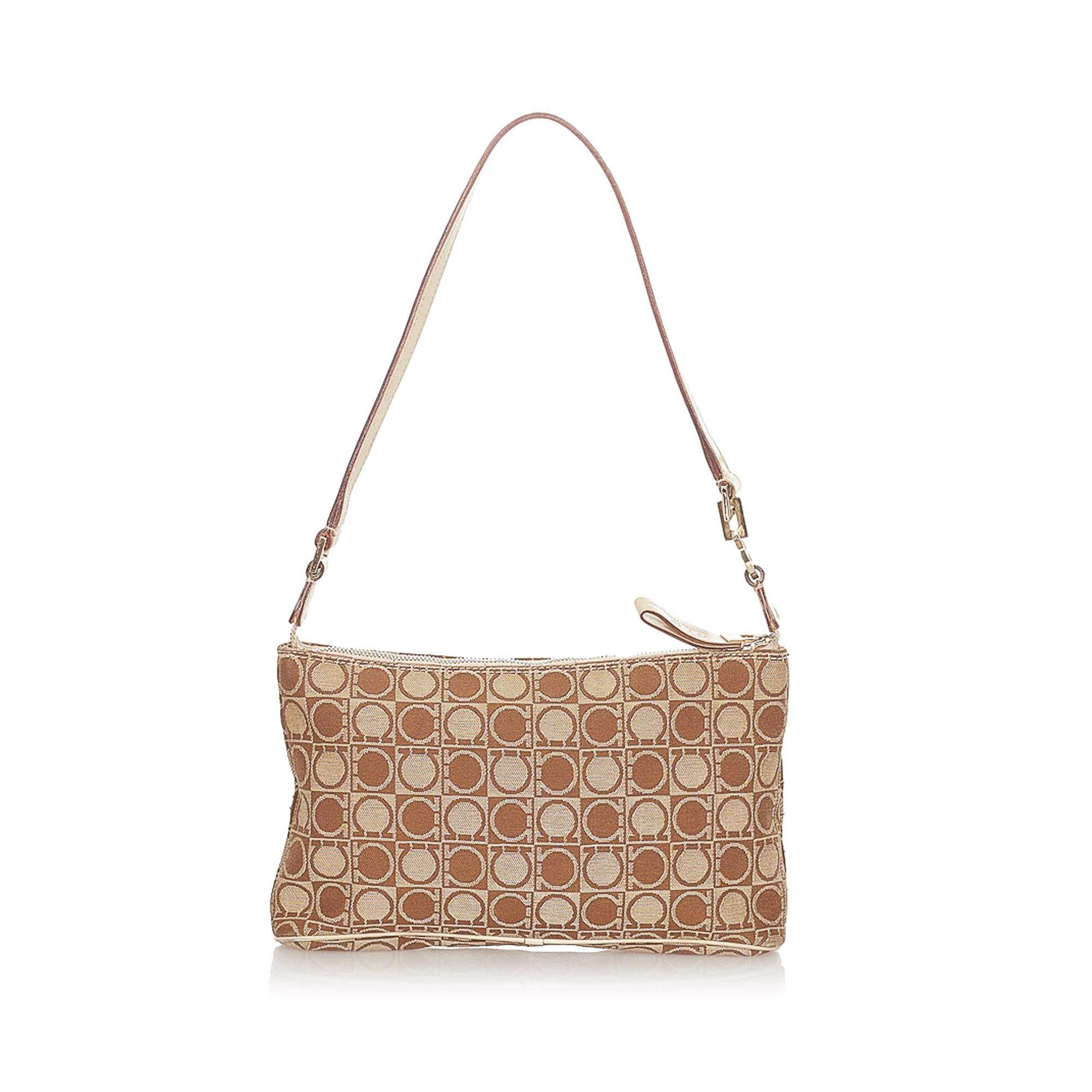 Salvatore Ferragamo Gancini Canvas Baguette (SHG-21547)