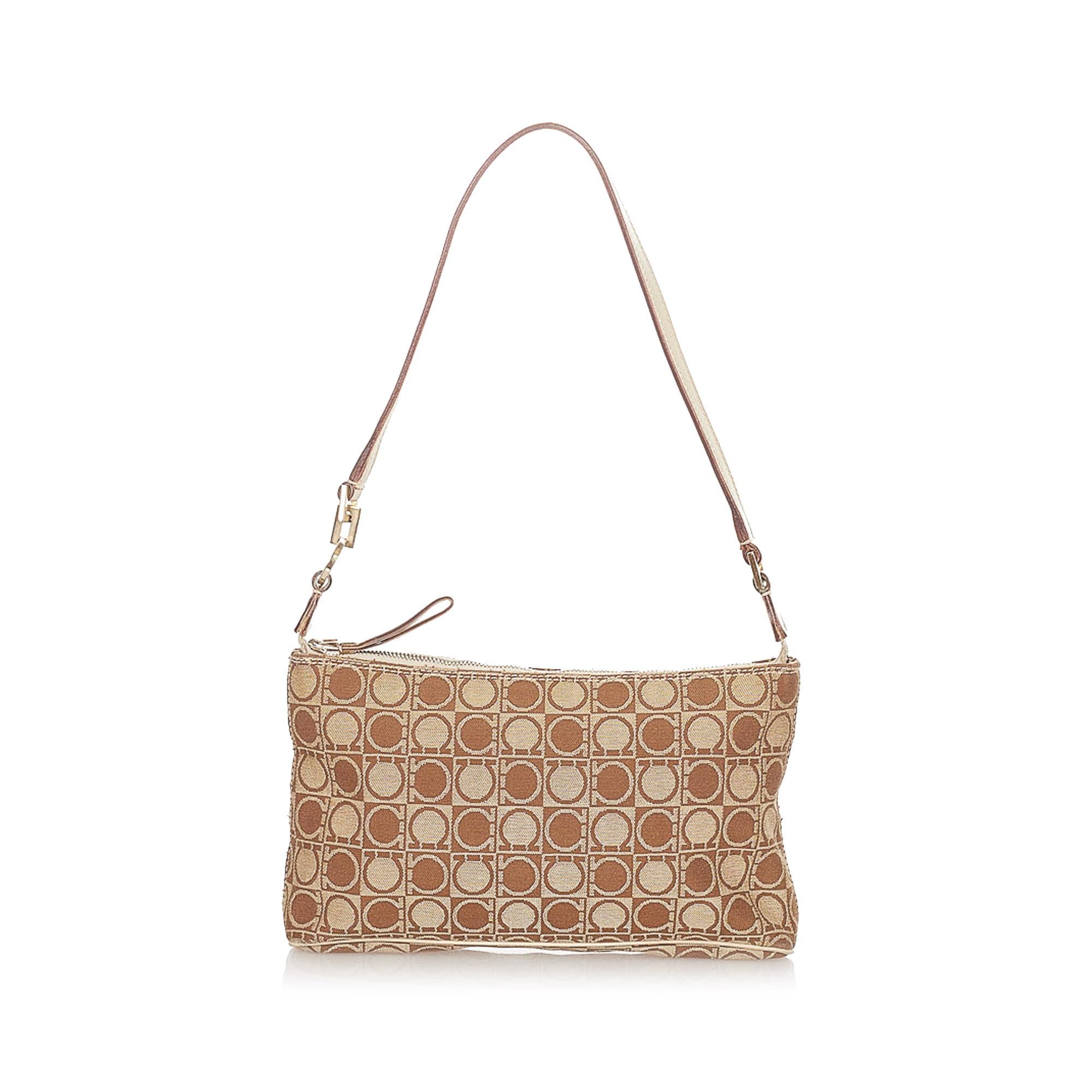 Salvatore Ferragamo Gancini Canvas Baguette (SHG-21547)