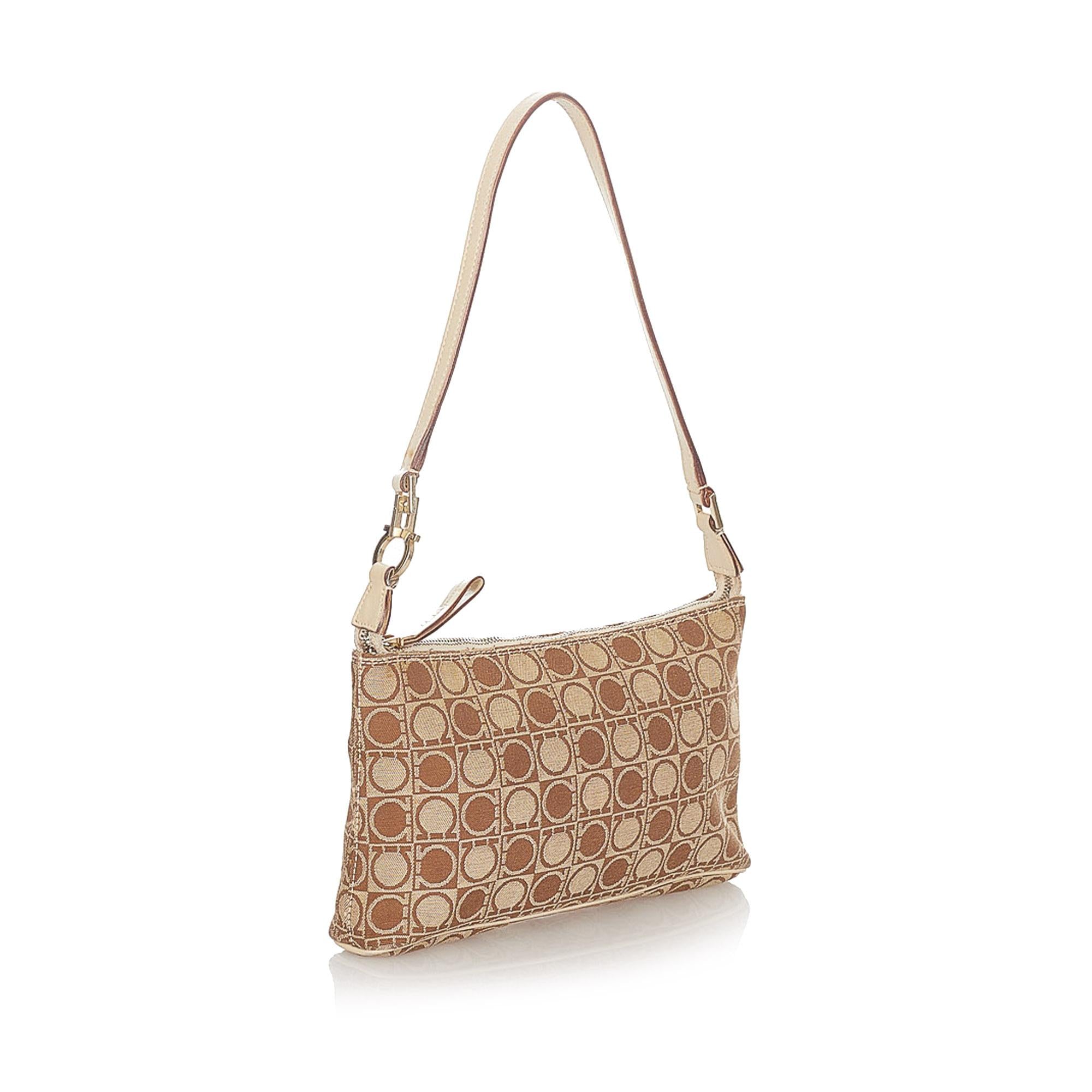Salvatore Ferragamo Gancini Canvas Baguette (SHG-21547)