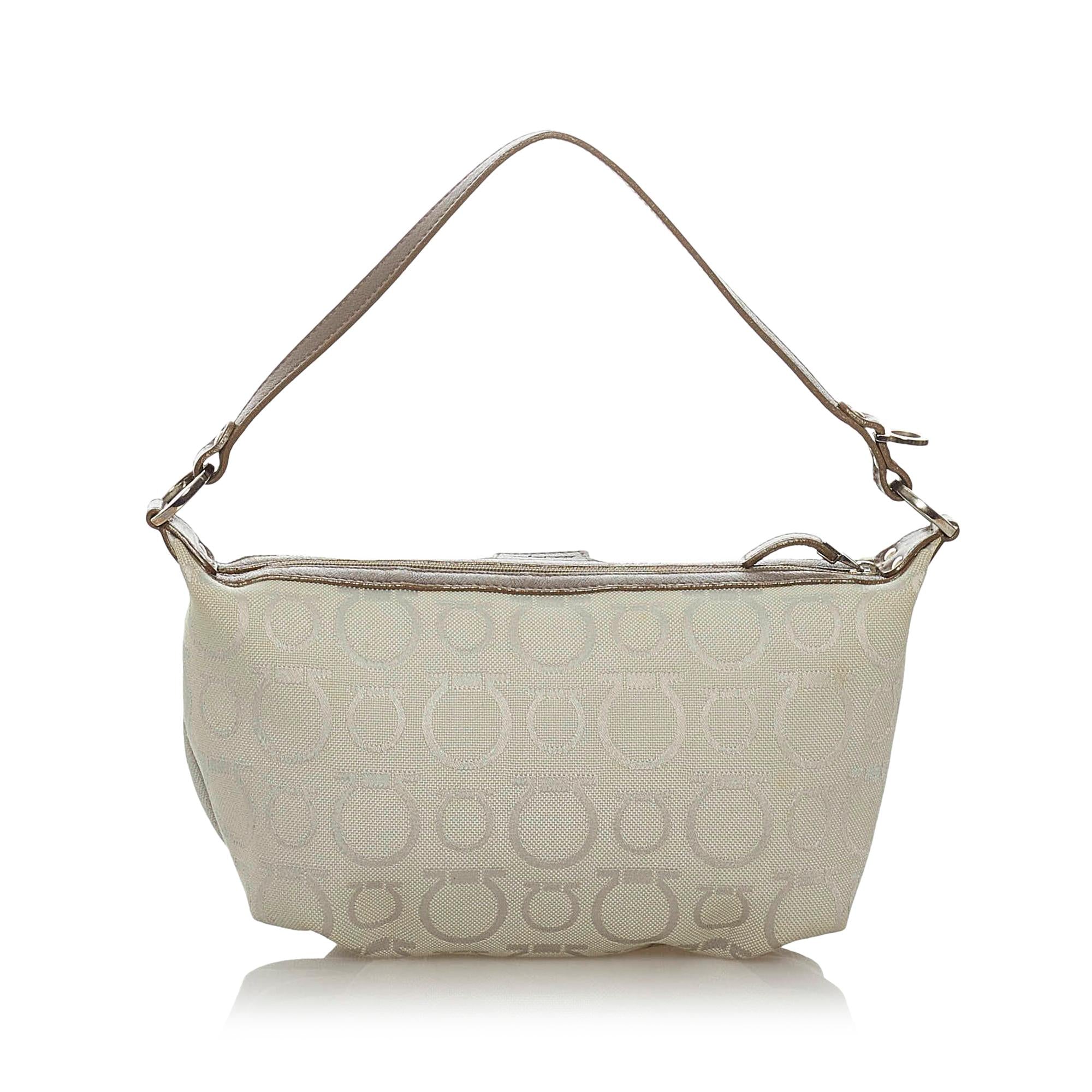Salvatore Ferragamo Gancini Canvas Baguette (SHG-28860)