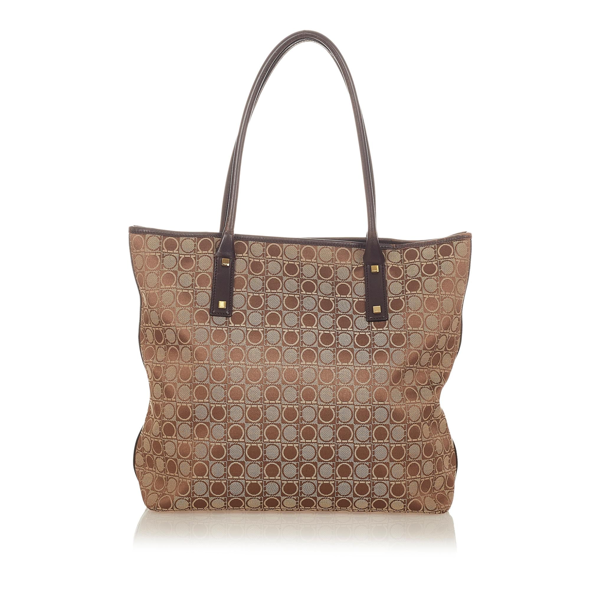 Salvatore Ferragamo Gancini Canvas Tote Bag (SHG-26099)