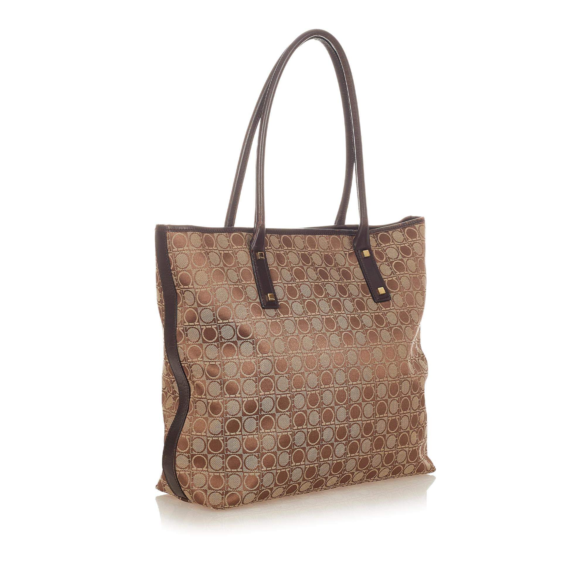 Salvatore Ferragamo Gancini Canvas Tote Bag (SHG-26099)