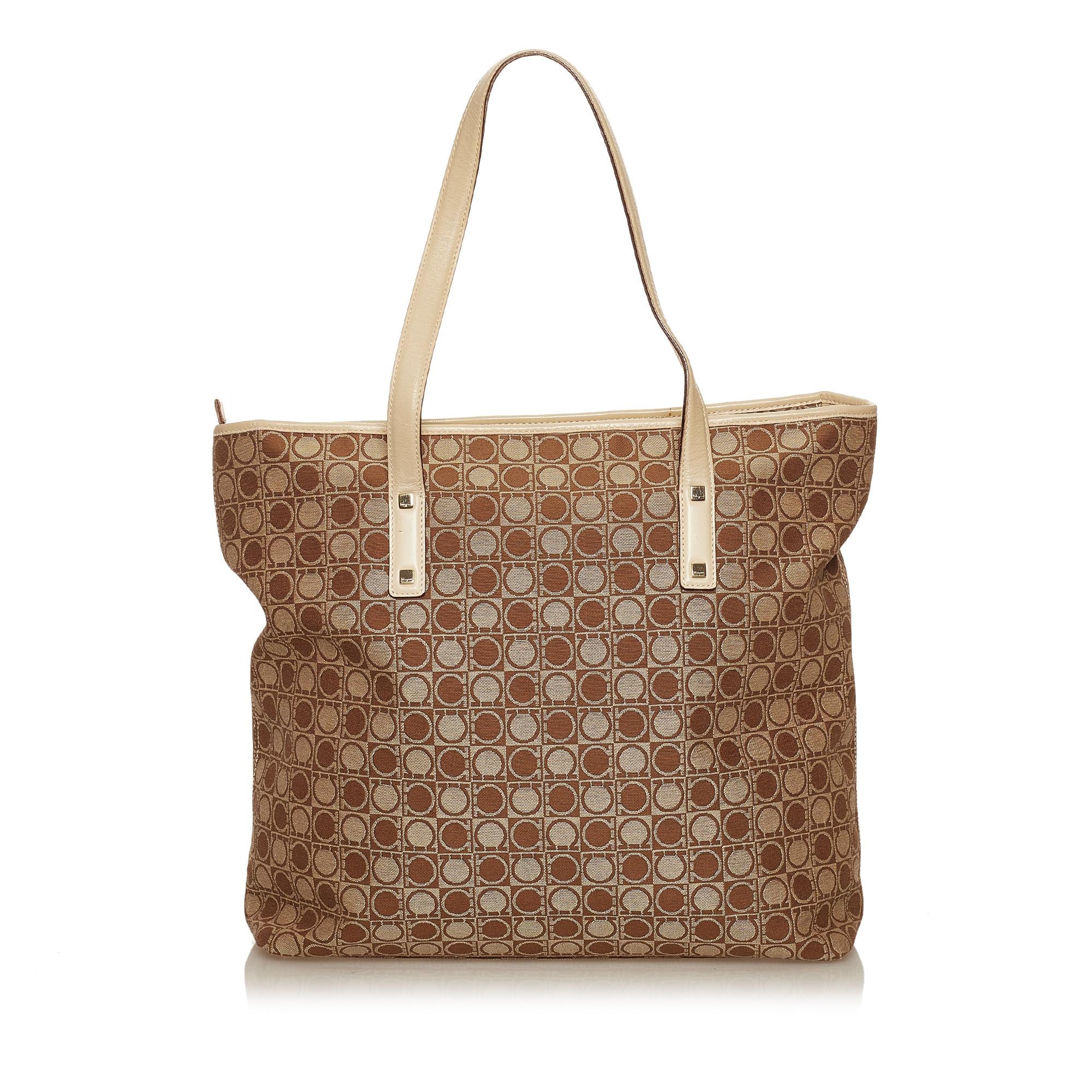 Salvatore Ferragamo Gancini Canvas Tote Bag (SHG-29486)