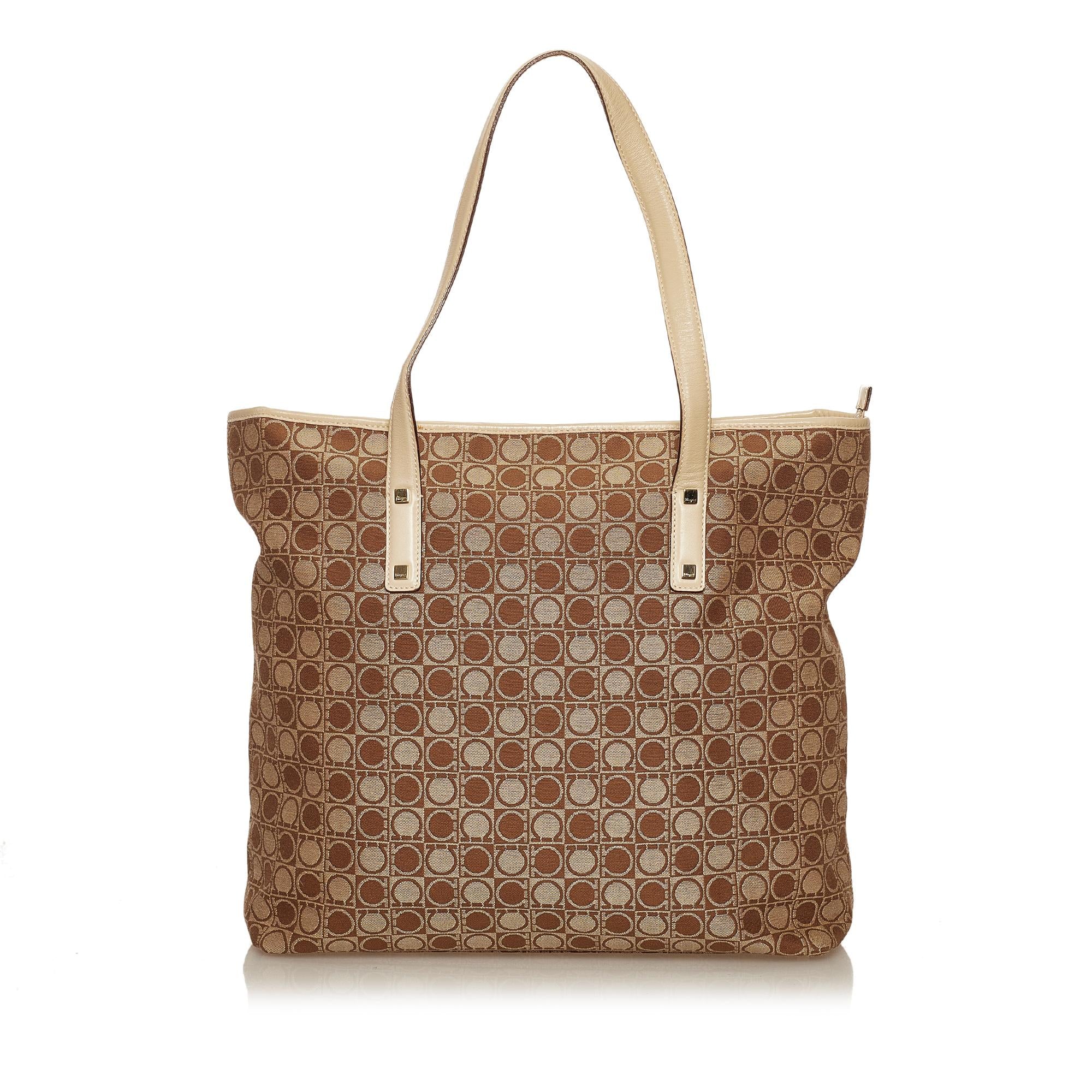 Salvatore Ferragamo Gancini Canvas Tote Bag (SHG-29486)