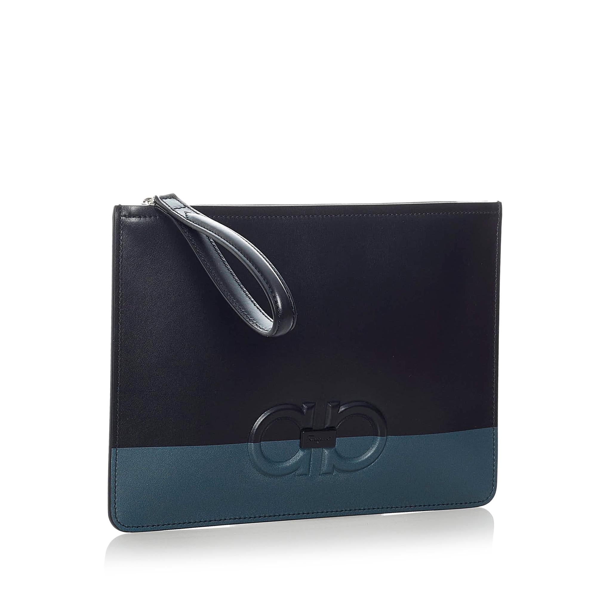 Salvatore Ferragamo Gancini Leather Clutch Bag (SHG-31369)