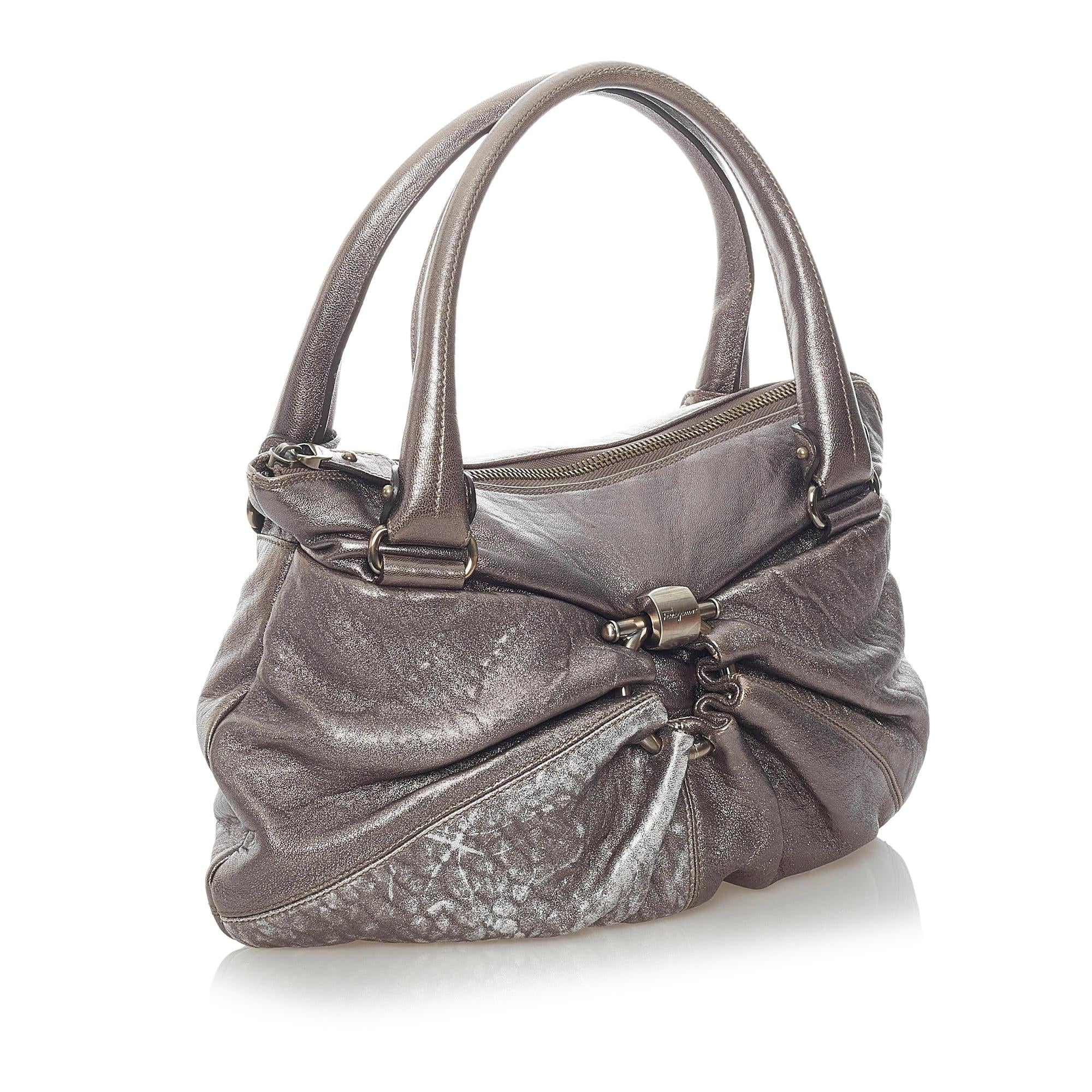 Salvatore Ferragamo Gancini Leather Handbag (SHG-32793)