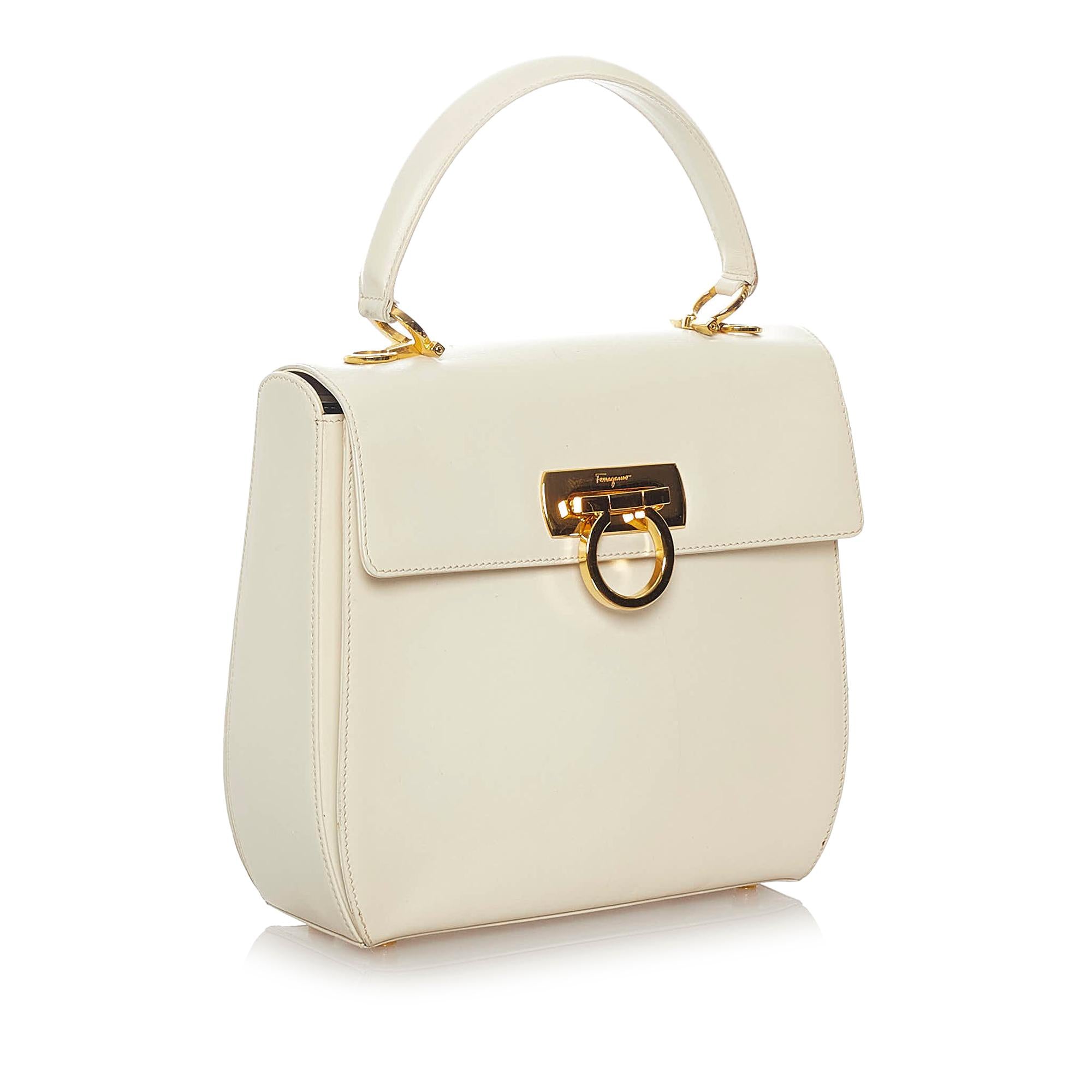 Salvatore Ferragamo Gancini Leather Satchel (SHG-27777)
