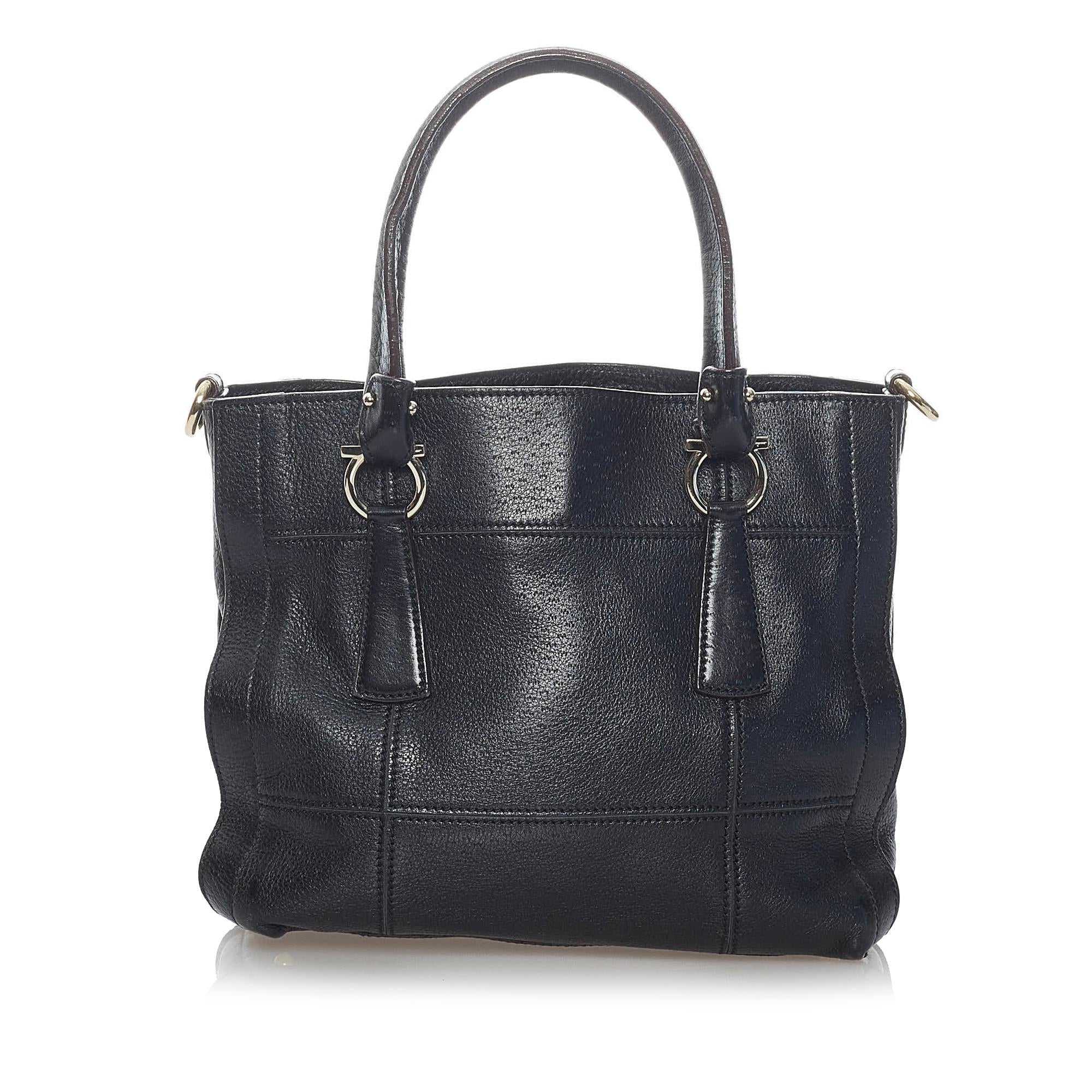 Salvatore Ferragamo Gancini Leather Satchel (SHG-30803)