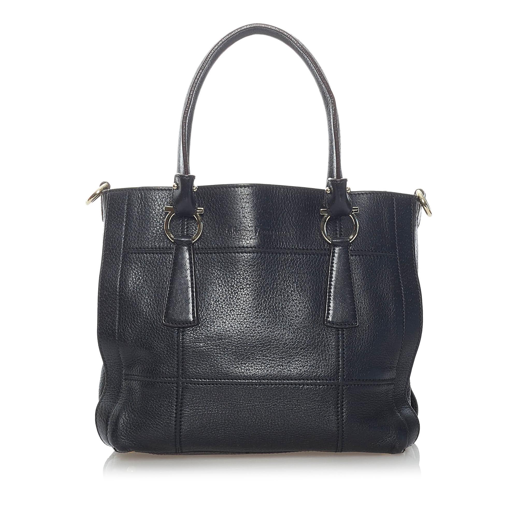 Salvatore Ferragamo Gancini Leather Satchel (SHG-30803)