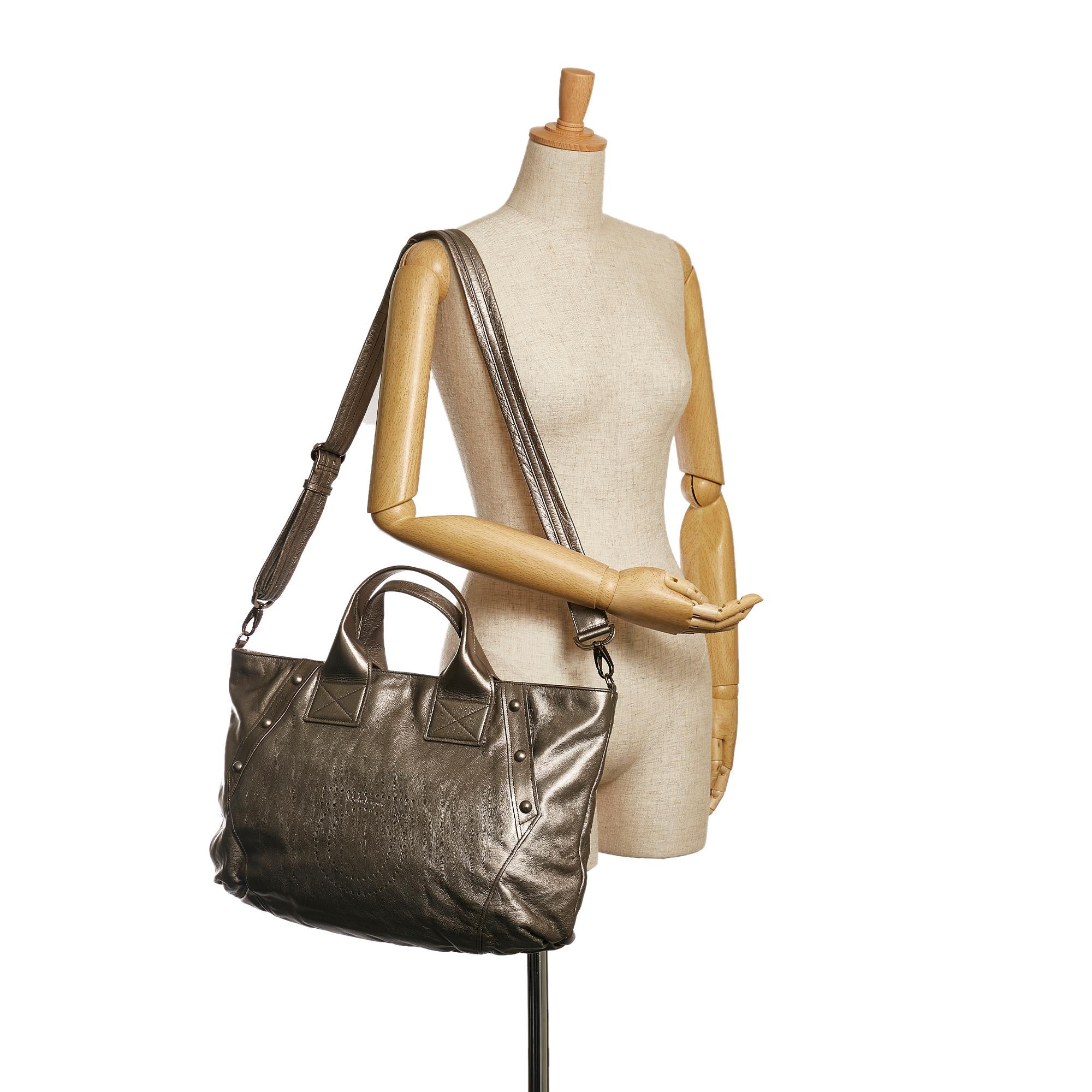 Salvatore Ferragamo Gancini Leather Satchel (SHG-34901)