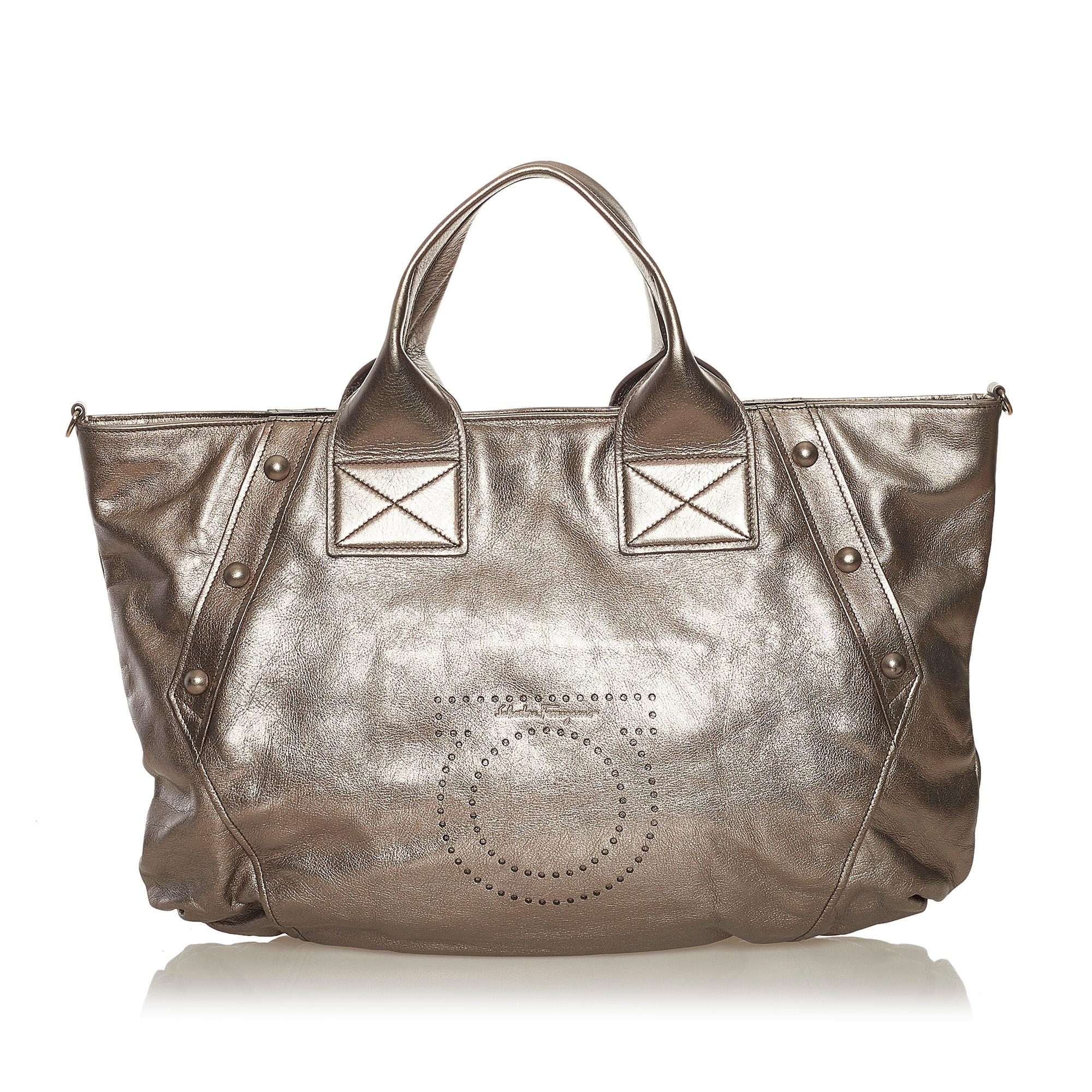Salvatore Ferragamo Gancini Leather Satchel (SHG-34901)