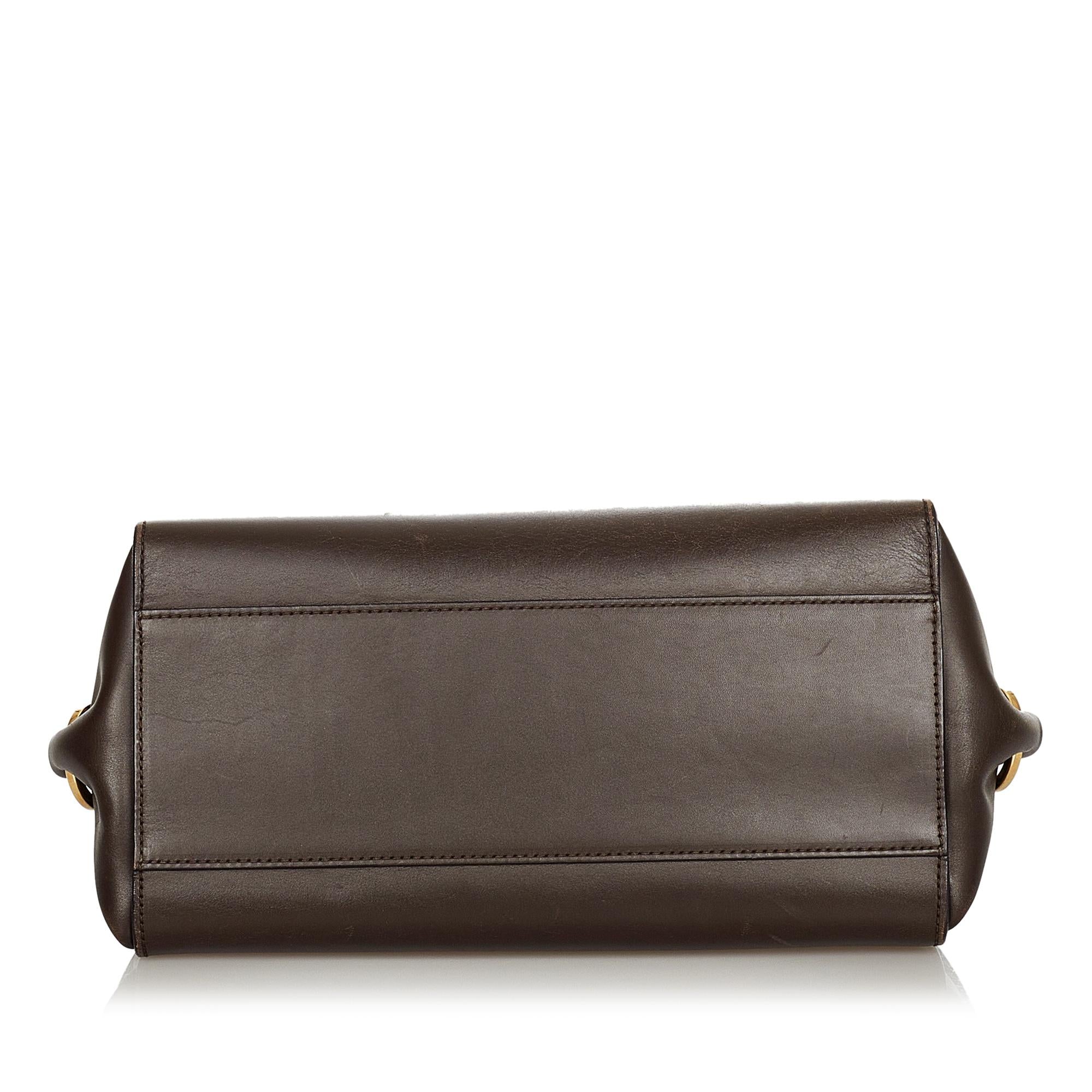 Salvatore Ferragamo Gancini Sofia Leather Satchel (SHG-24456)