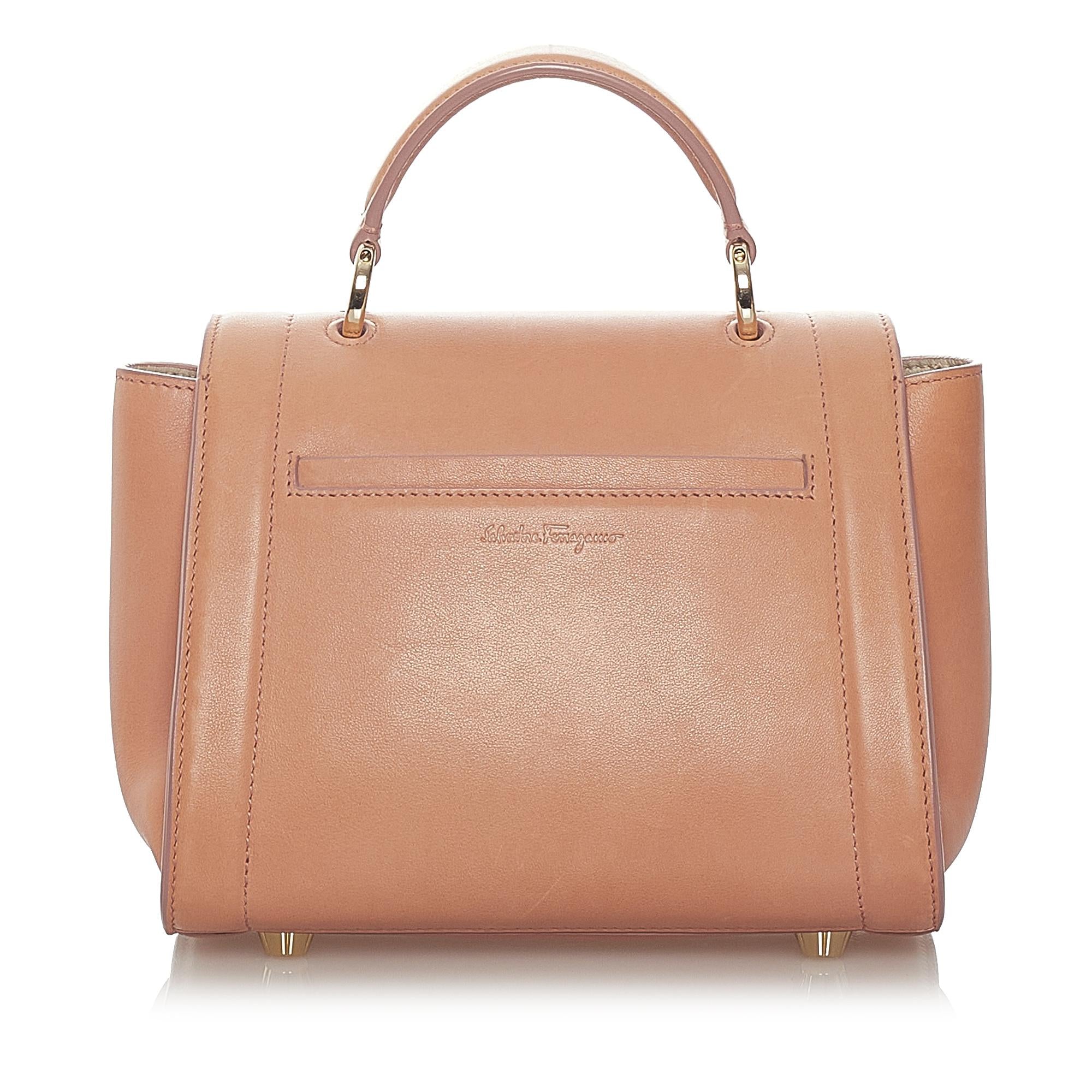 Salvatore Ferragamo Gancini Sofia Leather Satchel (SHG-27186)