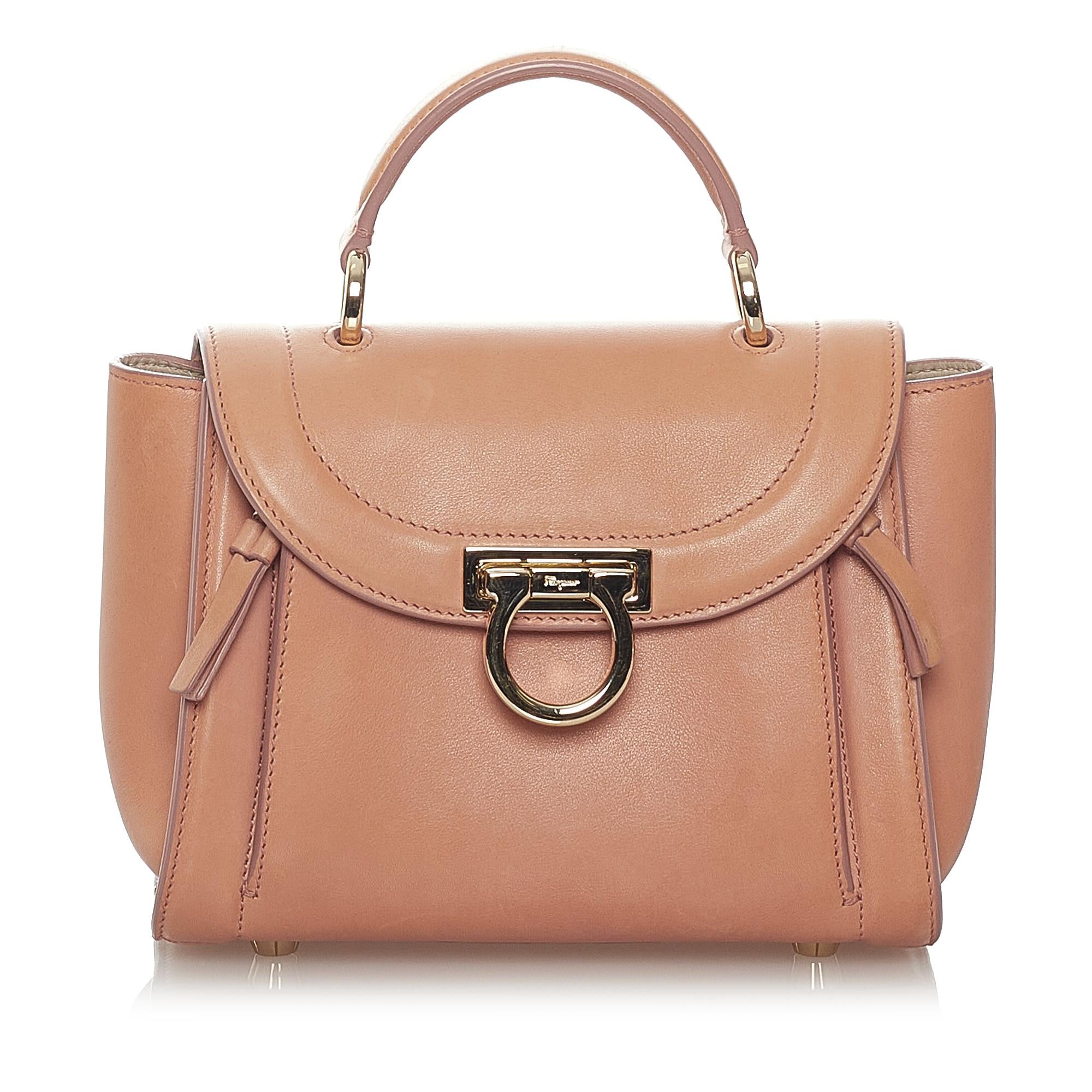 Salvatore Ferragamo Gancini Sofia Leather Satchel (SHG-27186)