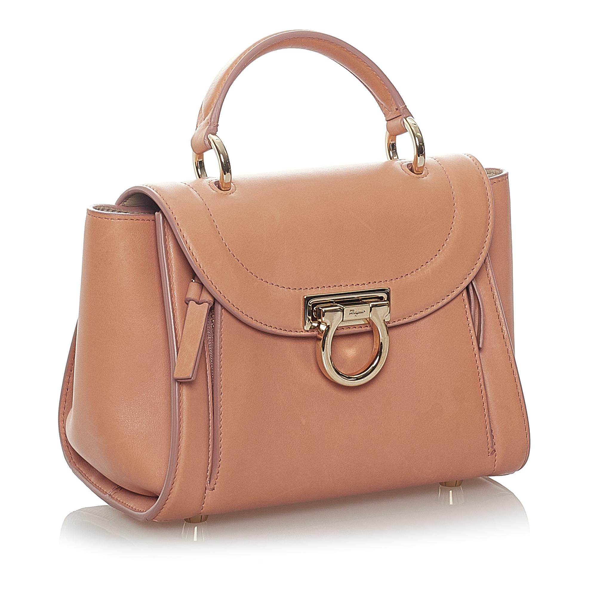 Salvatore Ferragamo Gancini Sofia Leather Satchel (SHG-27186)