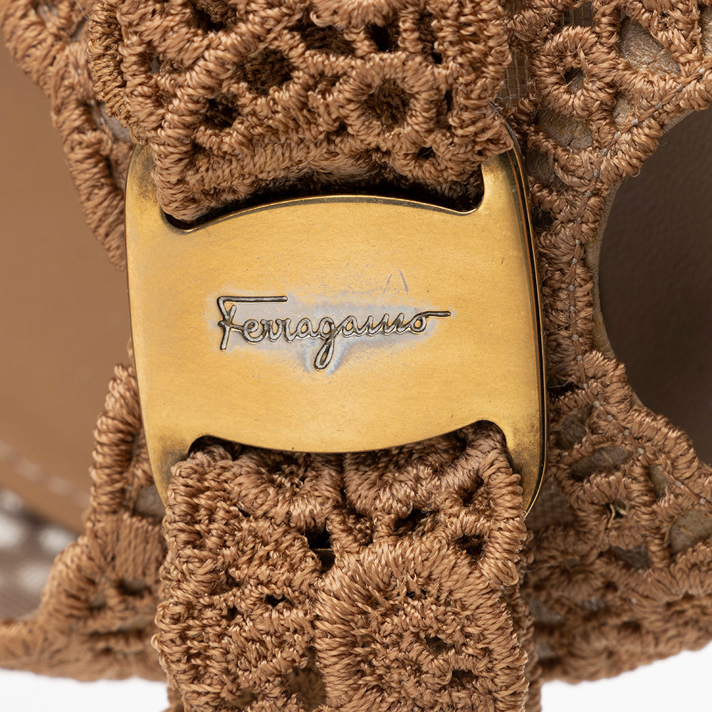 Salvatore Ferragamo Lace Peep-Toe Pumps - Size 10 / 40 (SHF-17200)