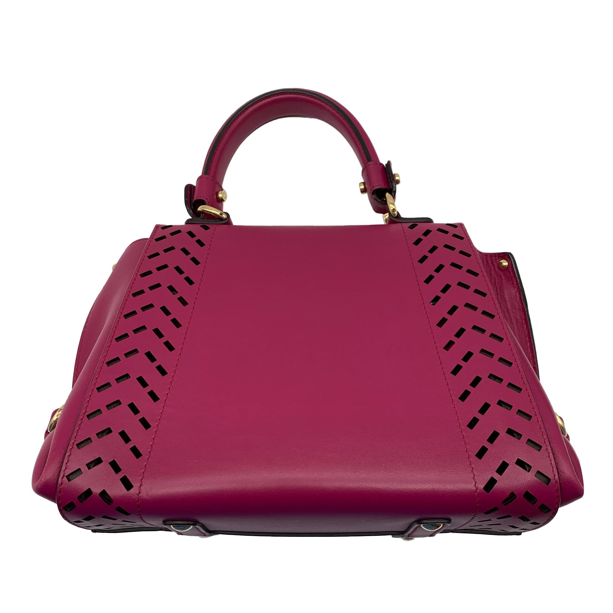 Salvatore Ferragamo Laser Cut Gancini Sofia Leather Satchel (SHG-37382)