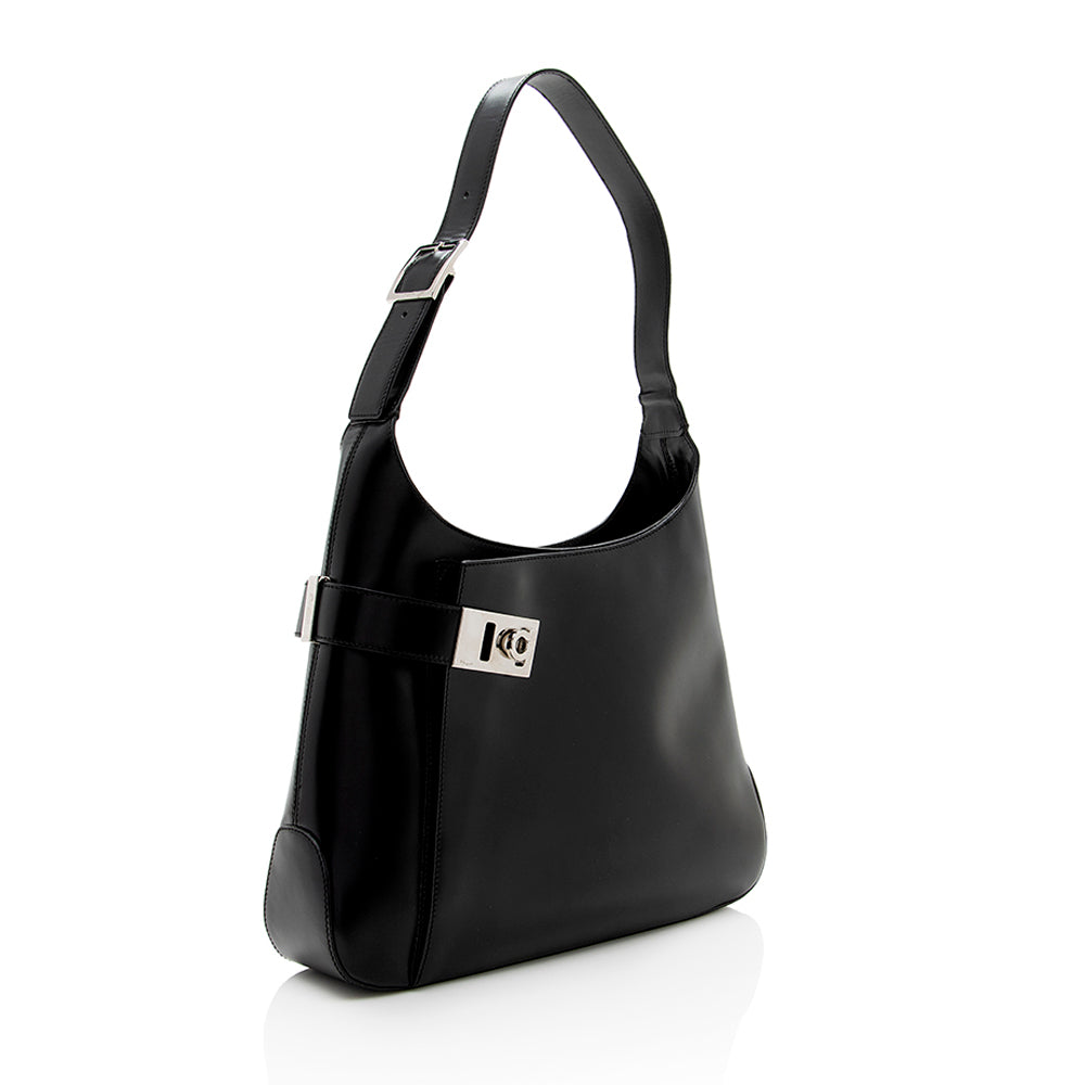 Salvatore Ferragamo Leather Gancini Medium Shoulder Bag (SHF-18271)