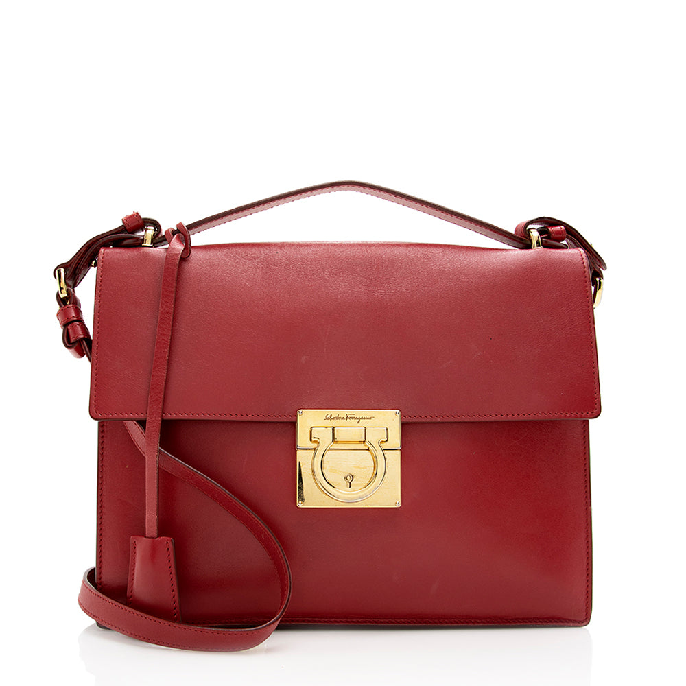 Salvatore Ferragamo Leather Gancini Top Handle Satchel - FINAL SALE (SHF-18390)