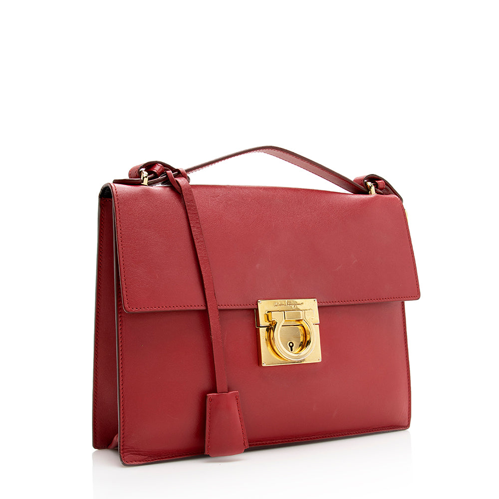 Salvatore Ferragamo Leather Gancini Top Handle Satchel - FINAL SALE (SHF-18390)