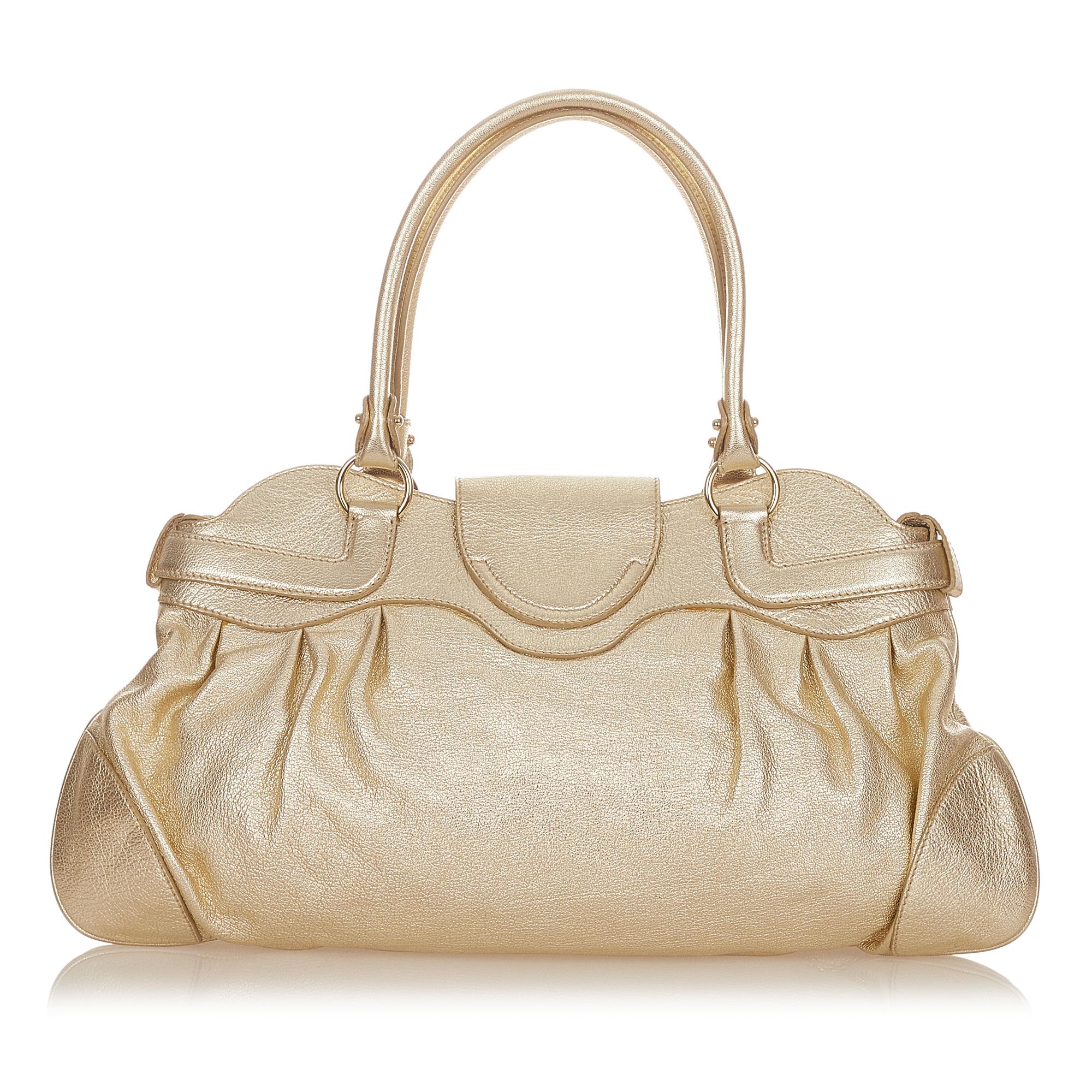 Salvatore Ferragamo Metallic Leather Gancini Shoulder Bag (SHG-24454)