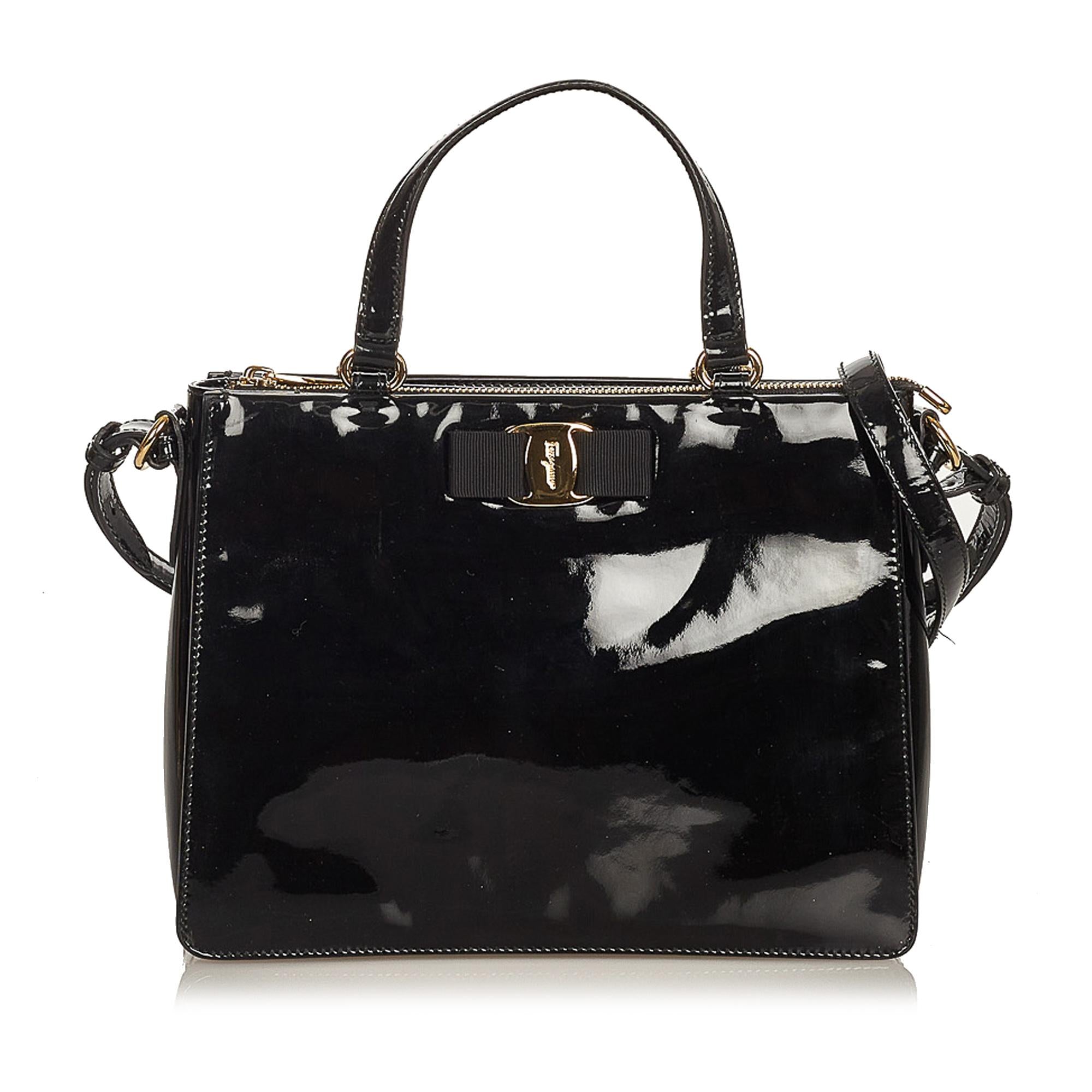 Salvatore Ferragamo Patent Leather Satchel (SHG-25261)