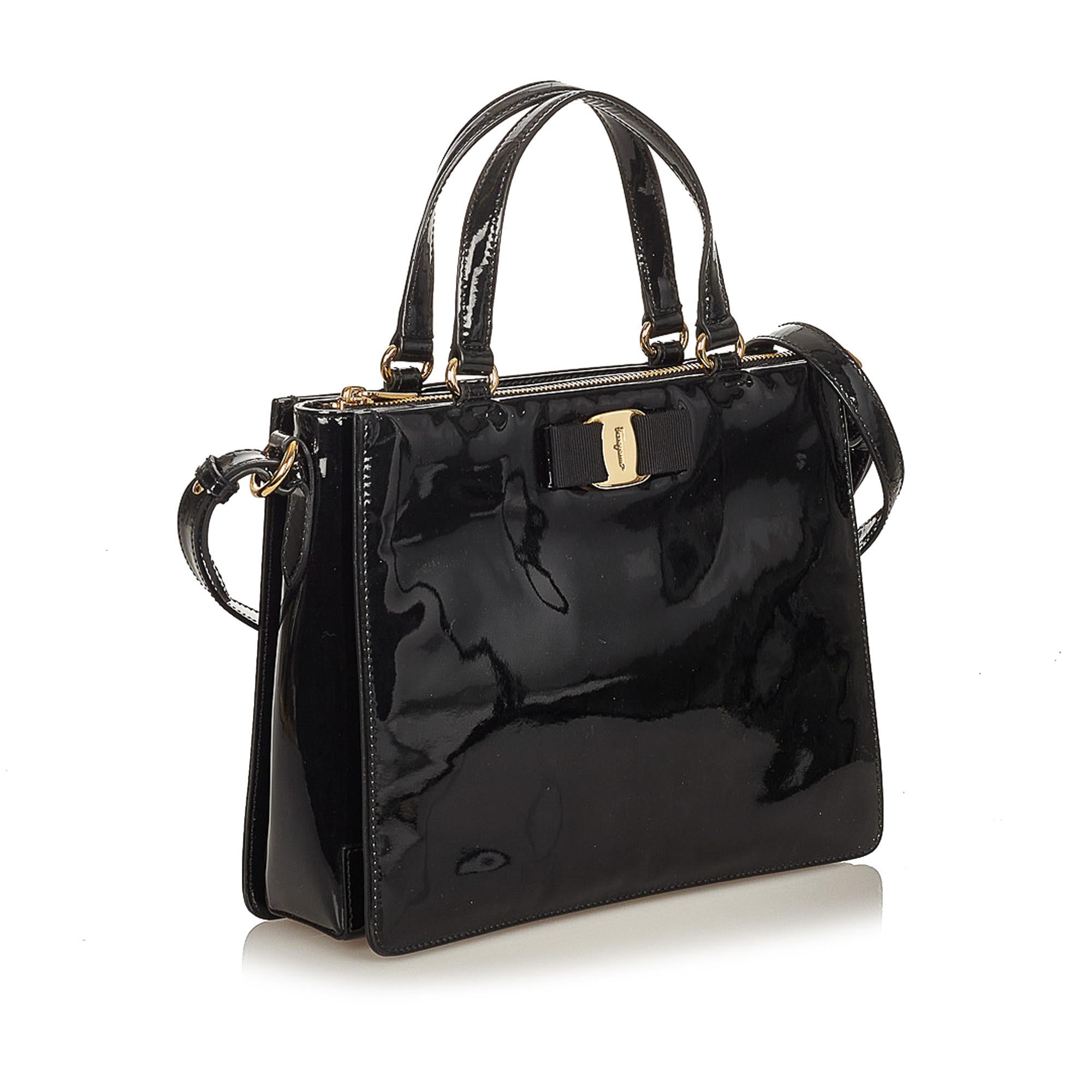 Salvatore Ferragamo Patent Leather Satchel (SHG-25261)