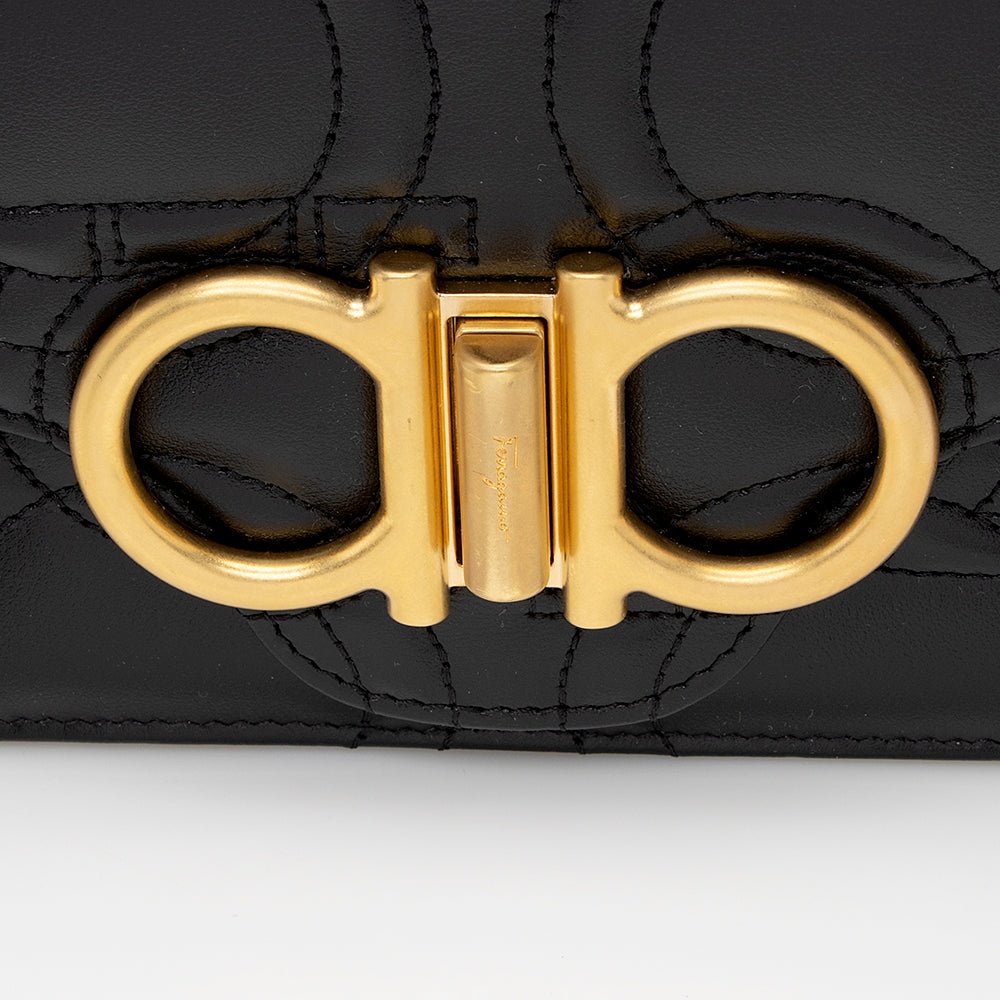 Salvatore Ferragamo Quilted Gancini Shoulder Bag (SHF-21195)