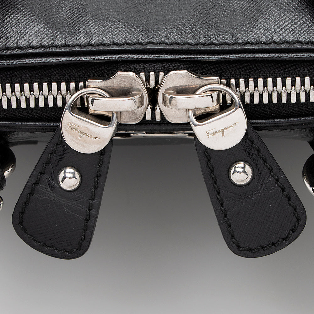 Salvatore Ferragamo Saffiano Leather Darina Mini Dome Satchel (SHF-19231)