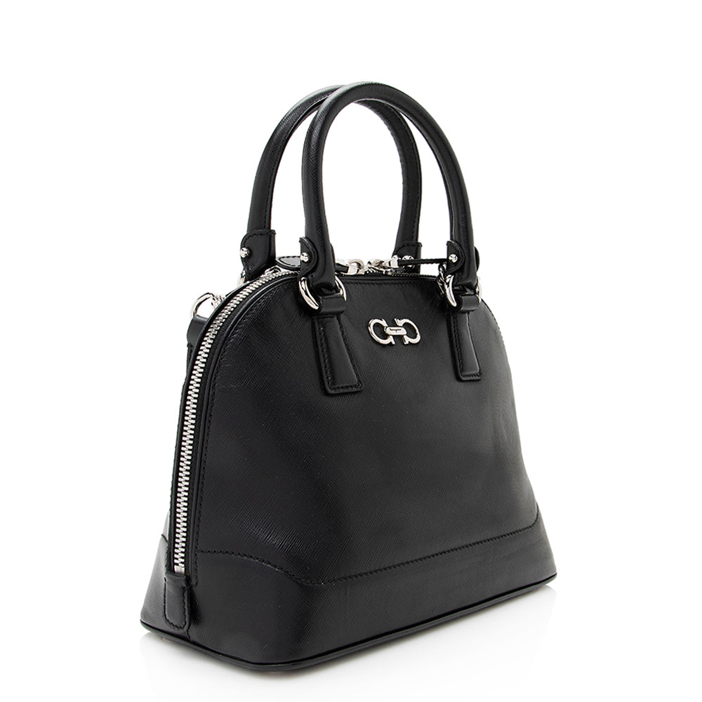 Salvatore Ferragamo Saffiano Leather Darina Mini Dome Satchel (SHF-19231)