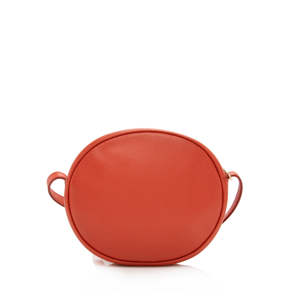 Salvatore Ferragamo Saffiano Leather Round Vara Crossbody Bag (SHF-16302)