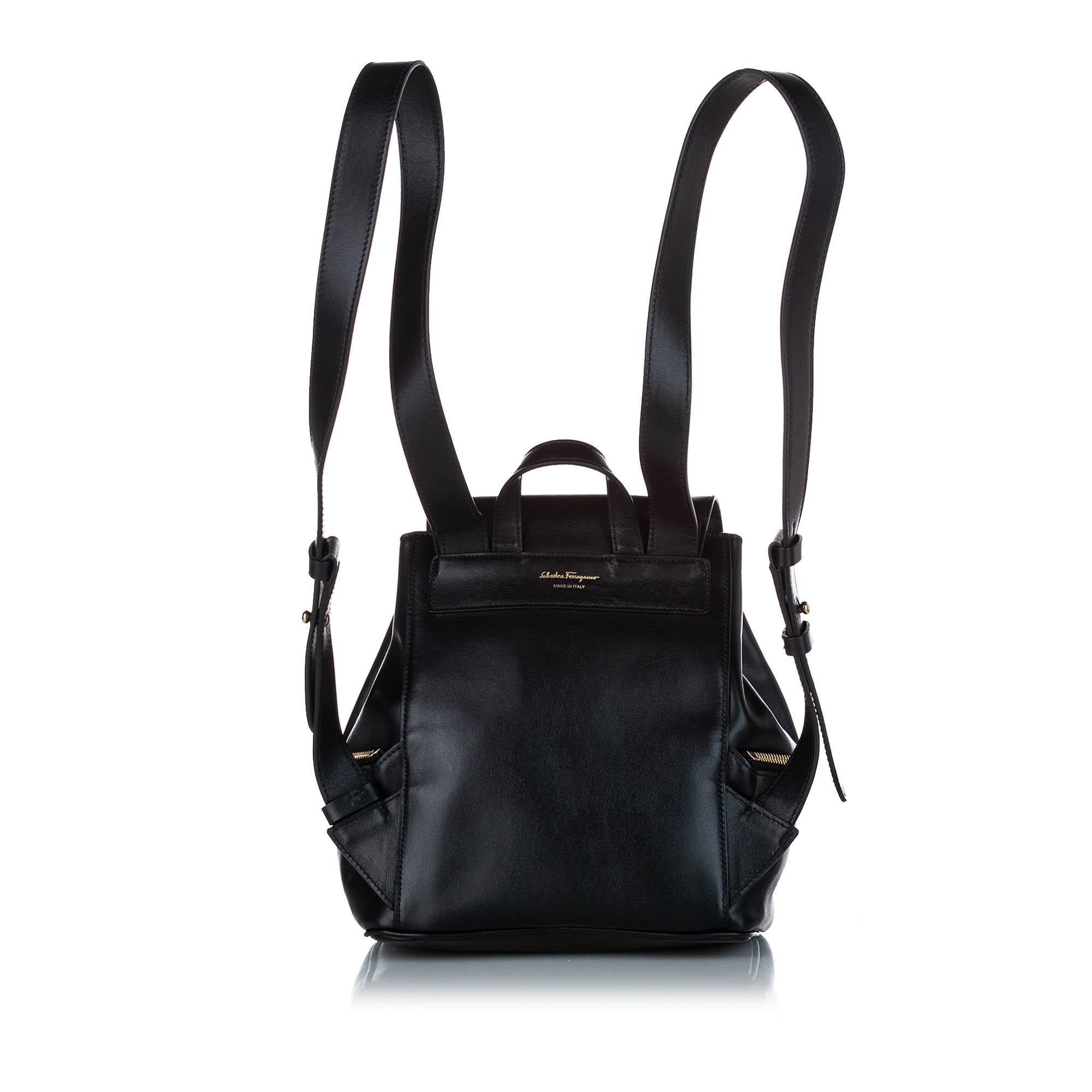 Salvatore Ferragamo Studded Leather Drawstring Backpack (SHG-20731)