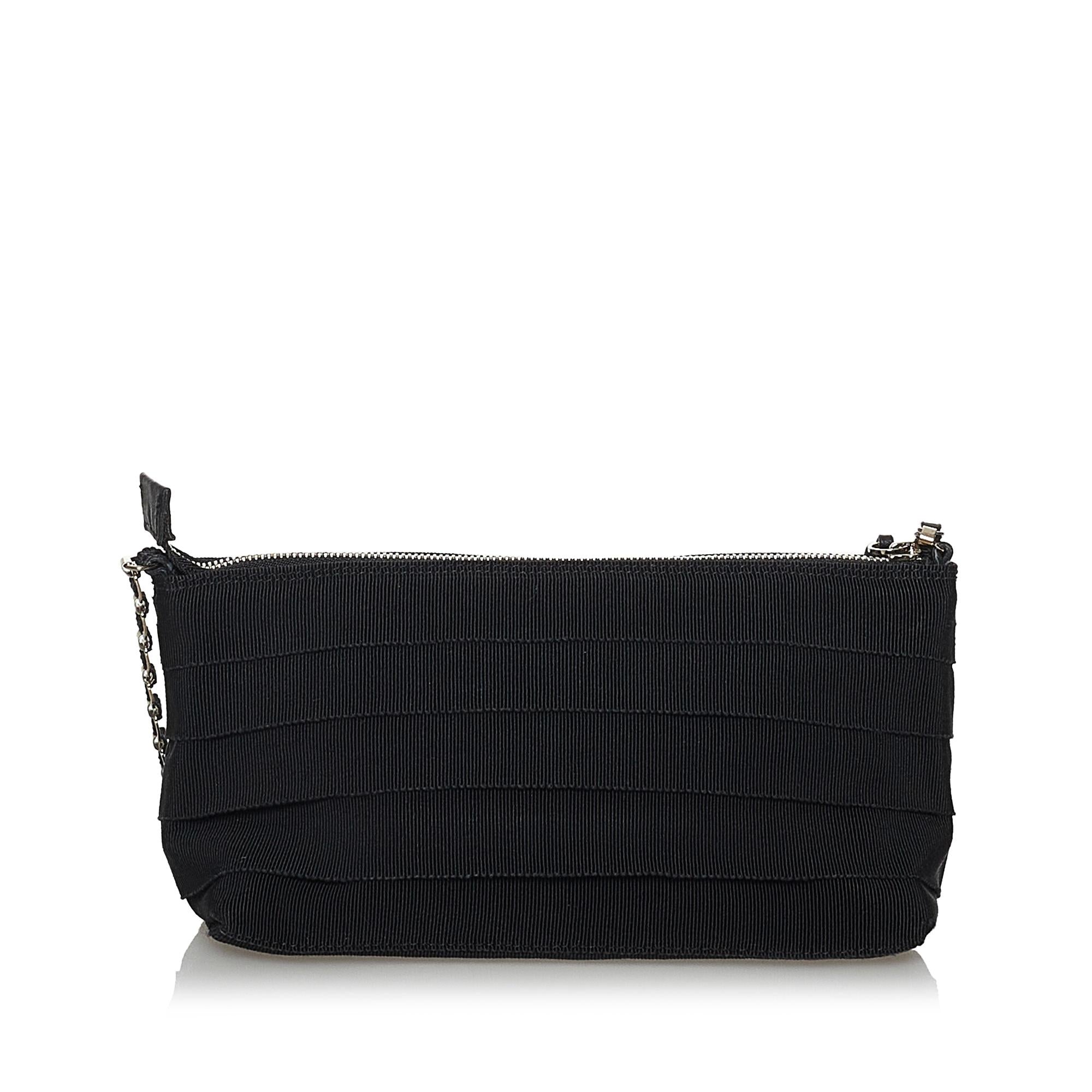 Salvatore Ferragamo Tiered Grosgrain Chain Shoulder Bag (SHG-28277)