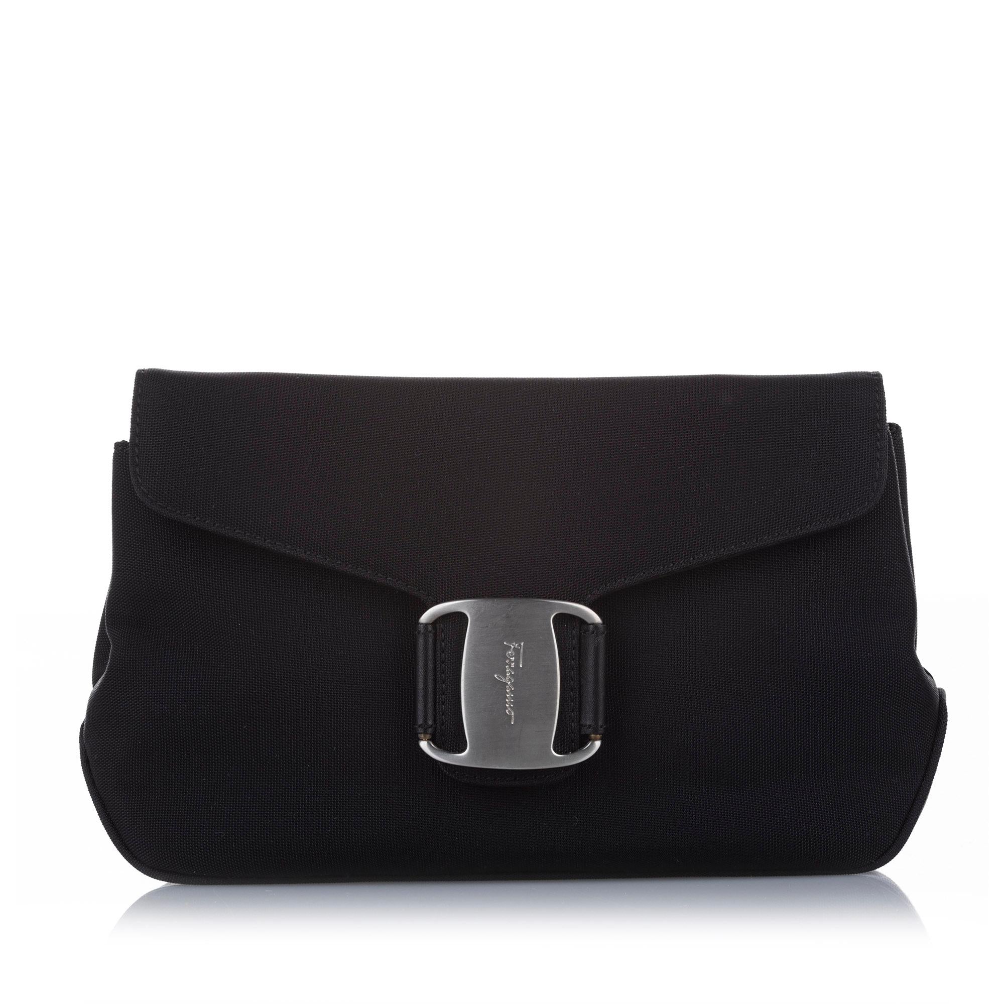 Salvatore Ferragamo Vara Canvas Clutch (SHG-22218)