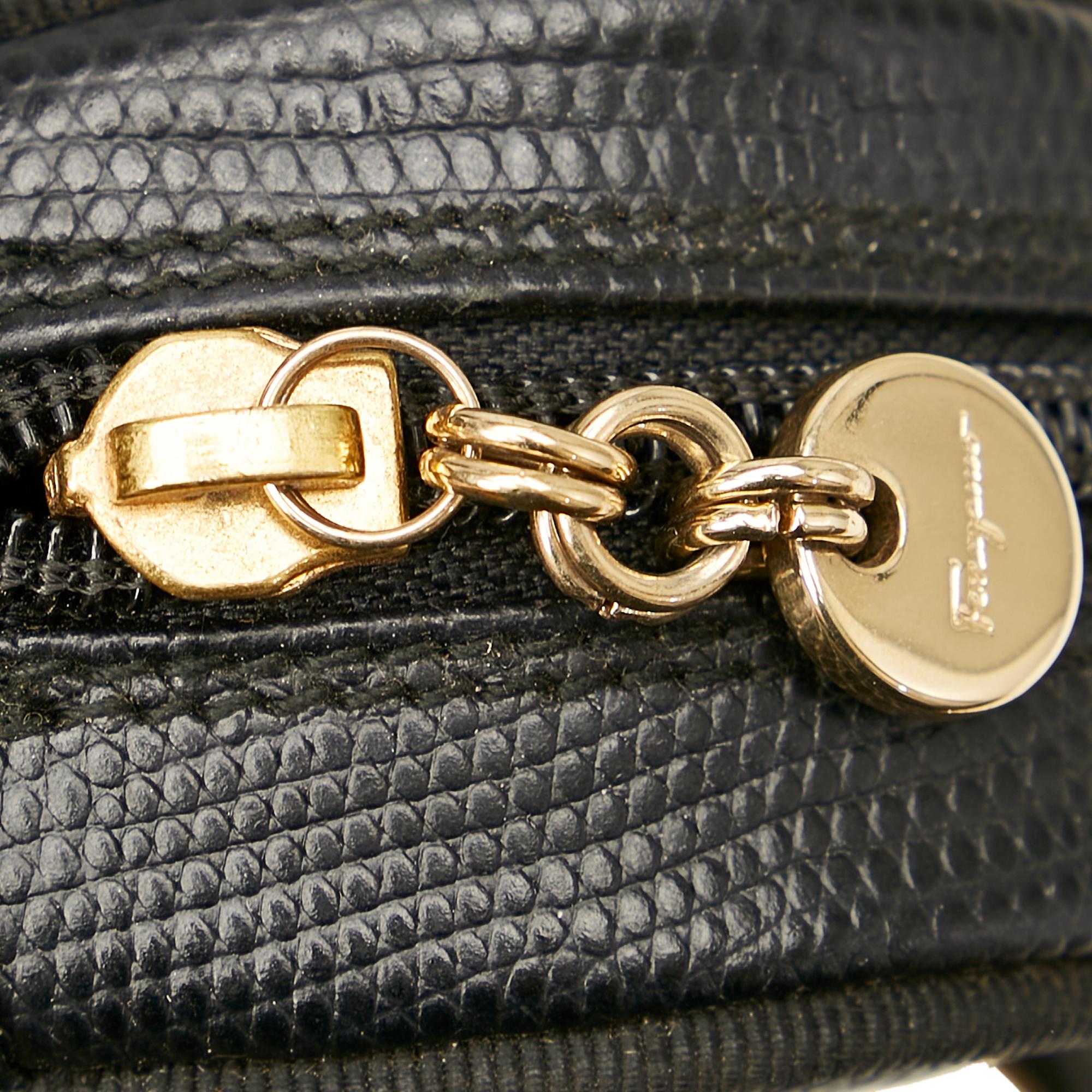 Salvatore Ferragamo Vara Embossed Leather Crossbody Bag (SHG-23496)