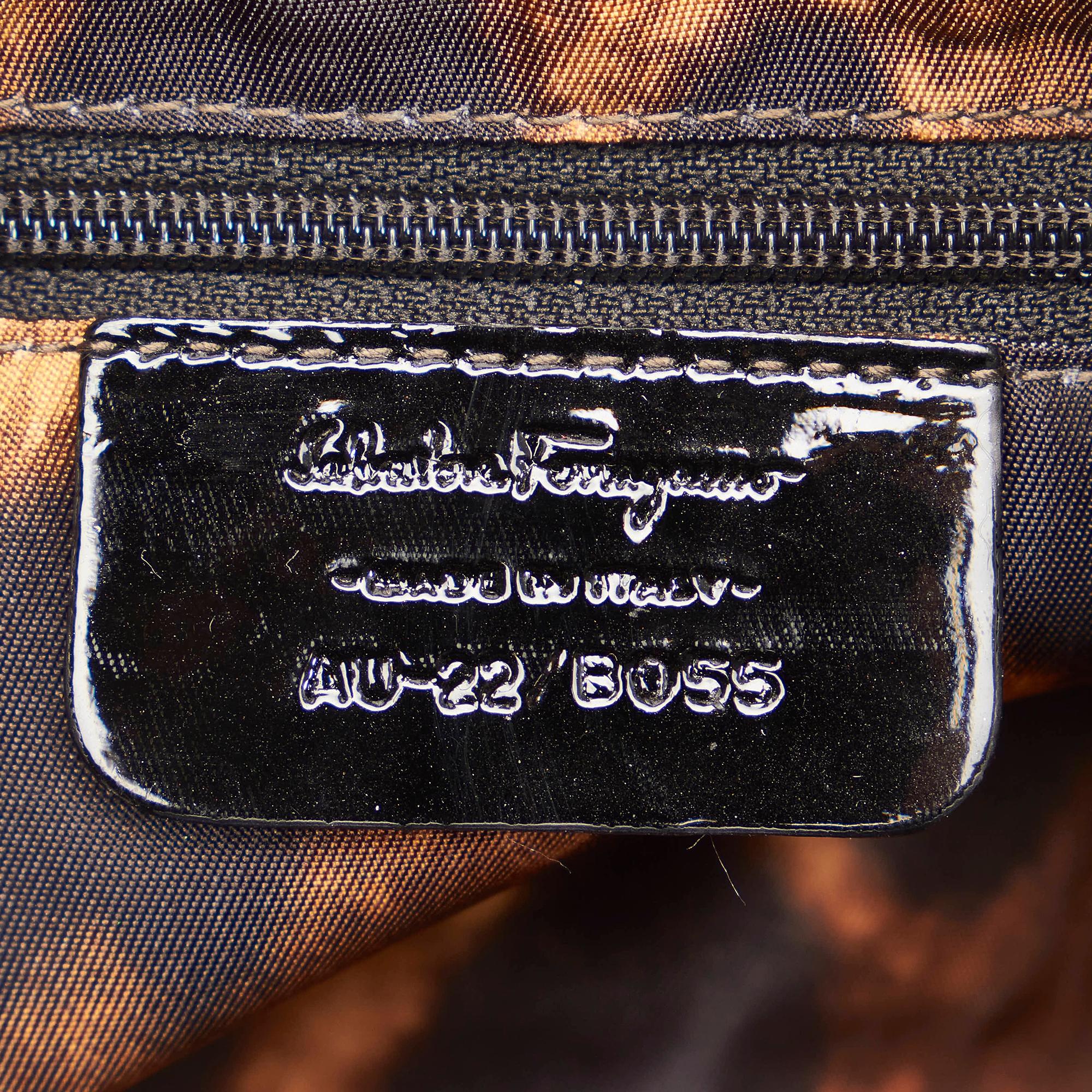 Salvatore Ferragamo Vara Leopard Print Nylon Handbag (SHG-27818)